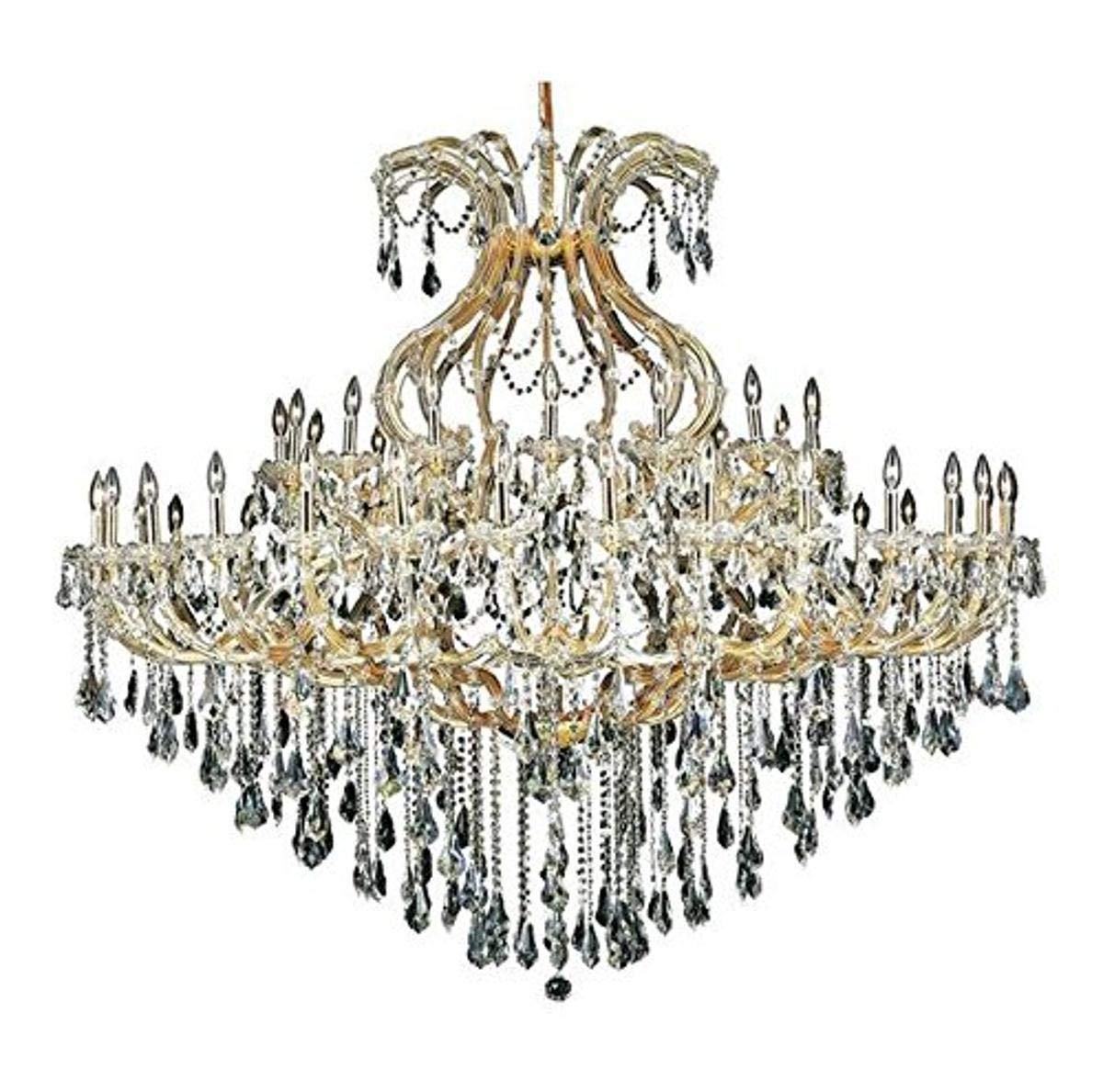 Elegant Lighting 2801G72G/RC Royal Cut Maria Theresa 49-Light, Two-Tier Chandelier, Finished in Gold with Clear Crystals