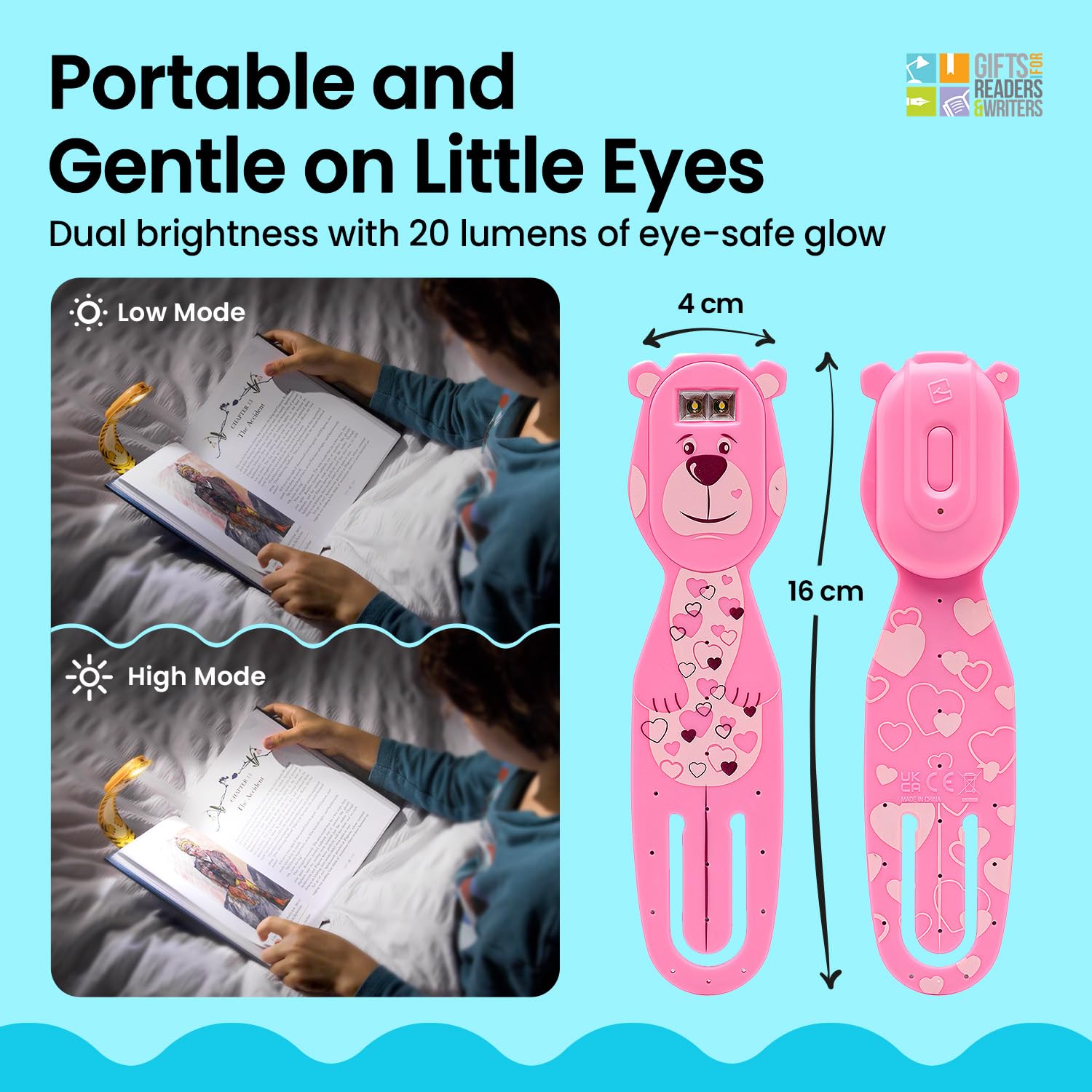 Gifts for Readers & Writers Flexilight Pal Bookmark Light LED Clip-On Rechargeable Bear
