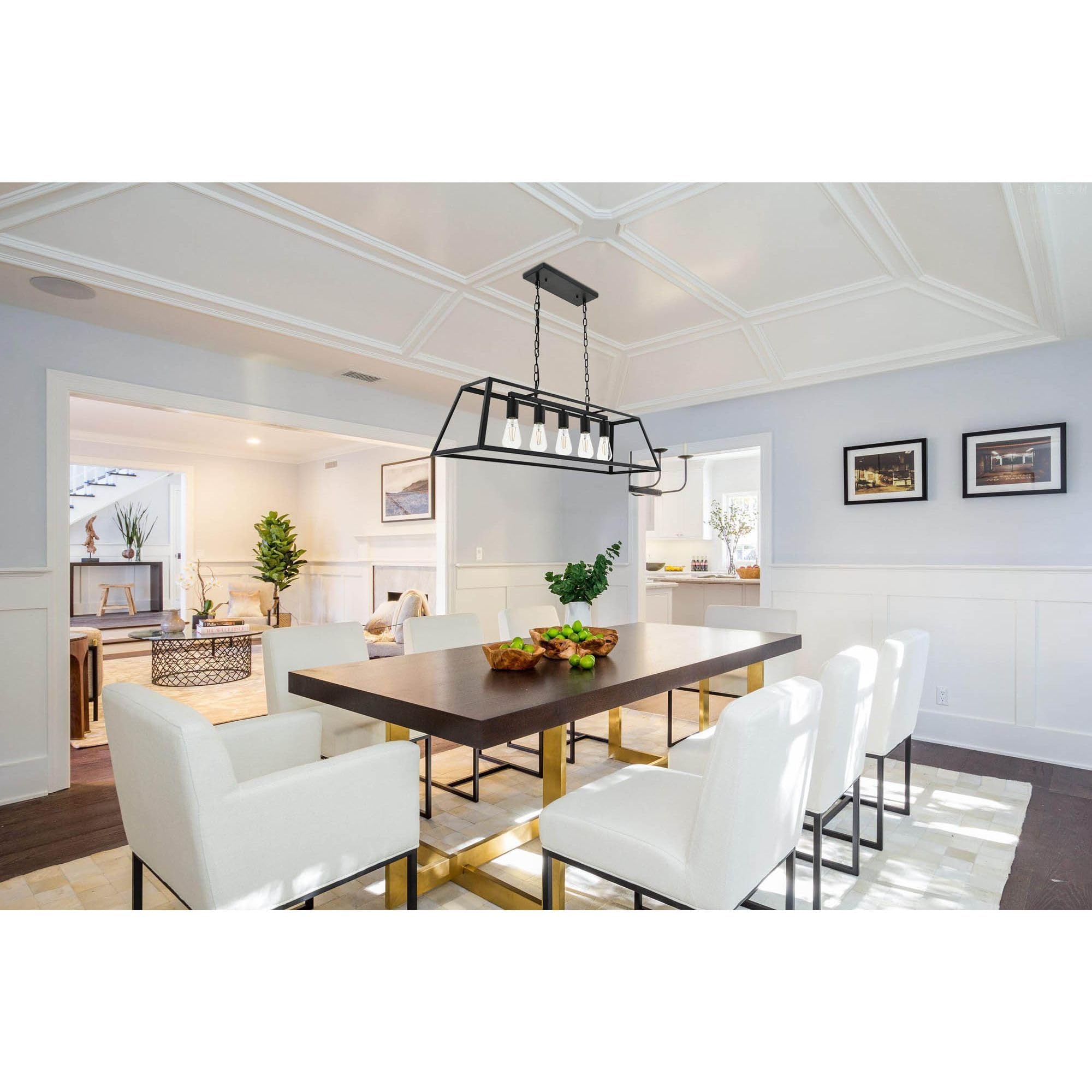 Living District Indoor Modern Home Decorative Bright Ceiling Resolute 5 Light Black Pendant