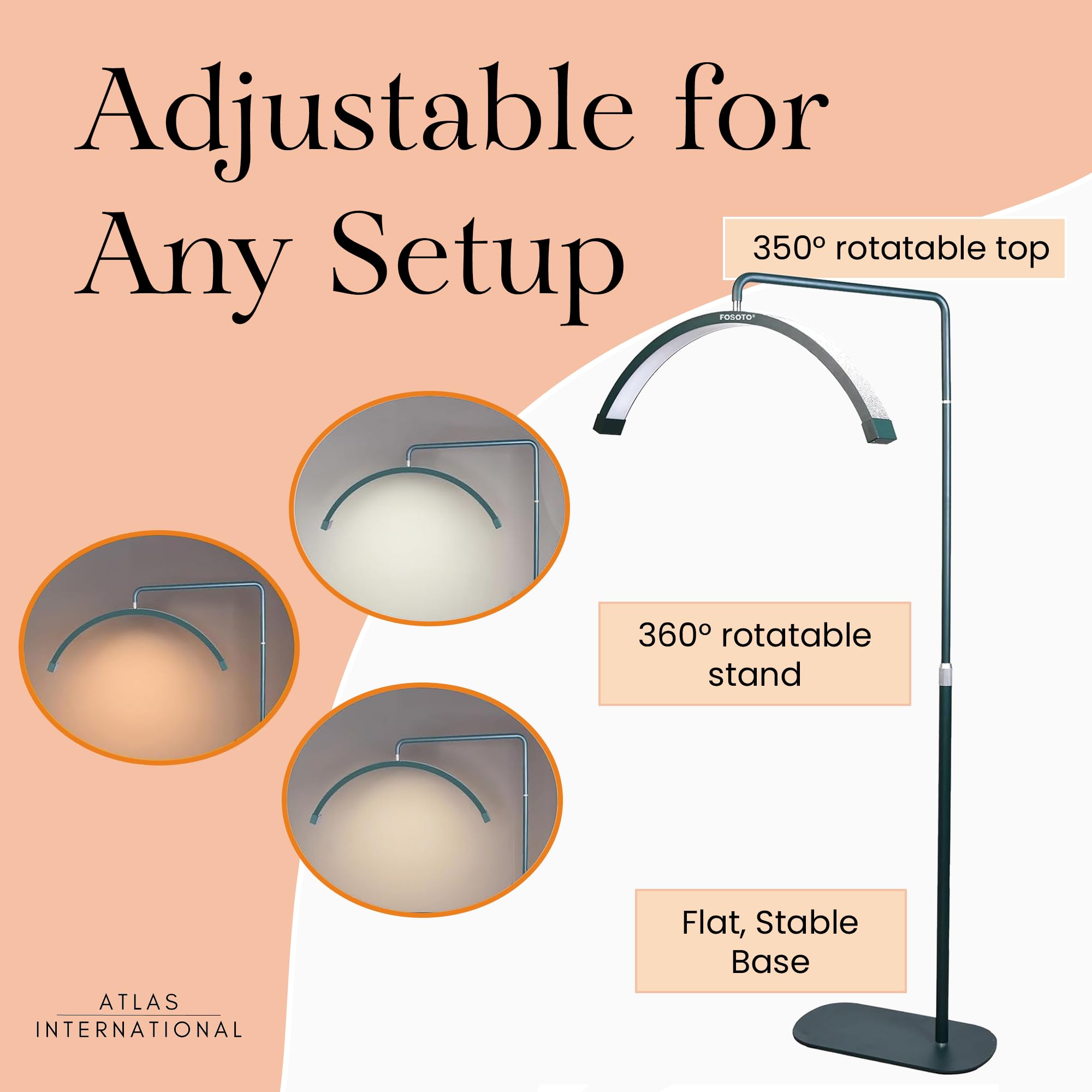 Atlas View Bling Eyelash Led Moon Light - Dimmable Diamond Lamp For Estheticians  Pmu & Nail Techs - Led Floor Lamp Adjustable Height  Touch Control & Stable Base (Pink Diamond)