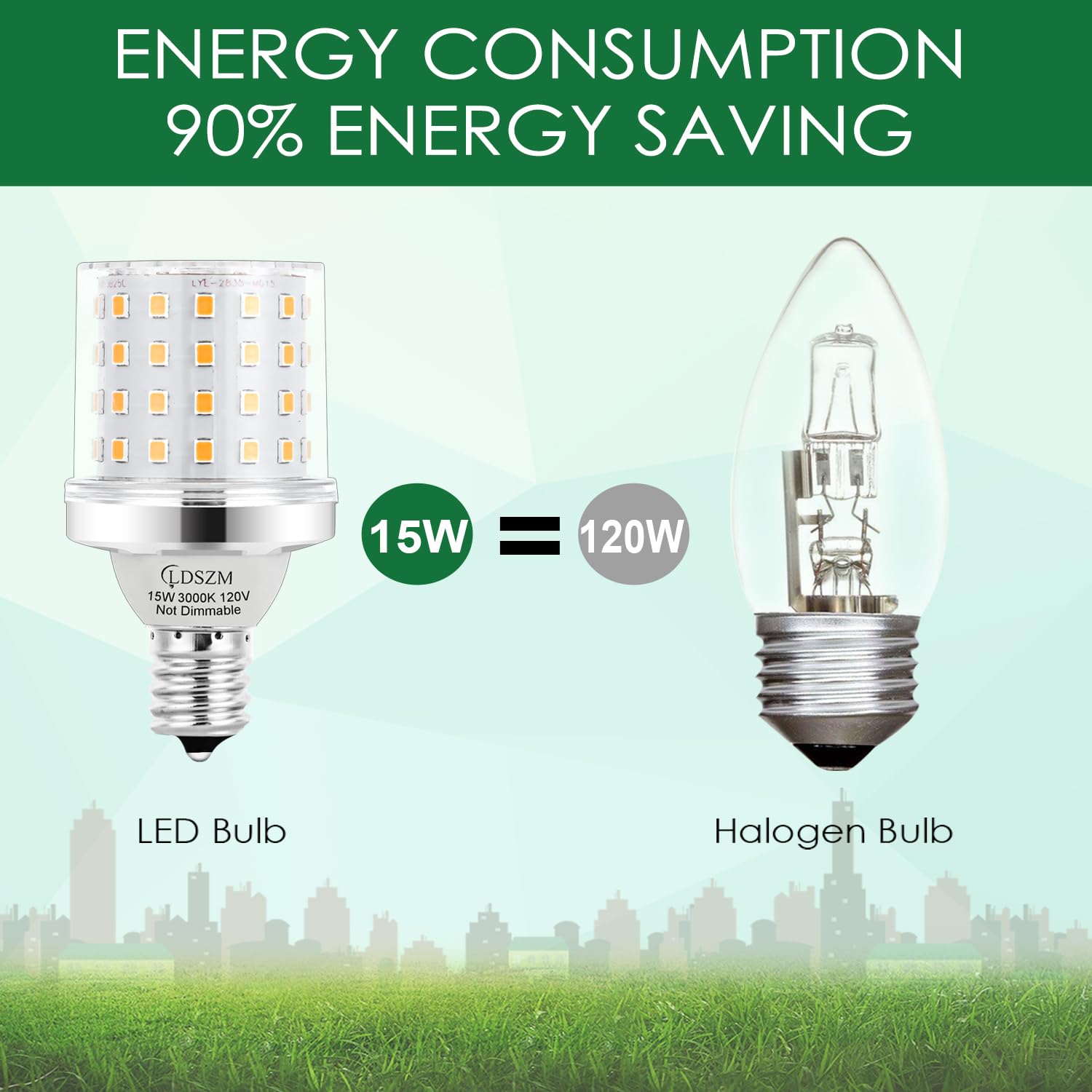 LDSZM E17 Super Bright LED Bulb 15W, 1200lm Warm White 3000K, Non-Dimmable Chandelier Light Bulb, Pack of 4, Ceiling