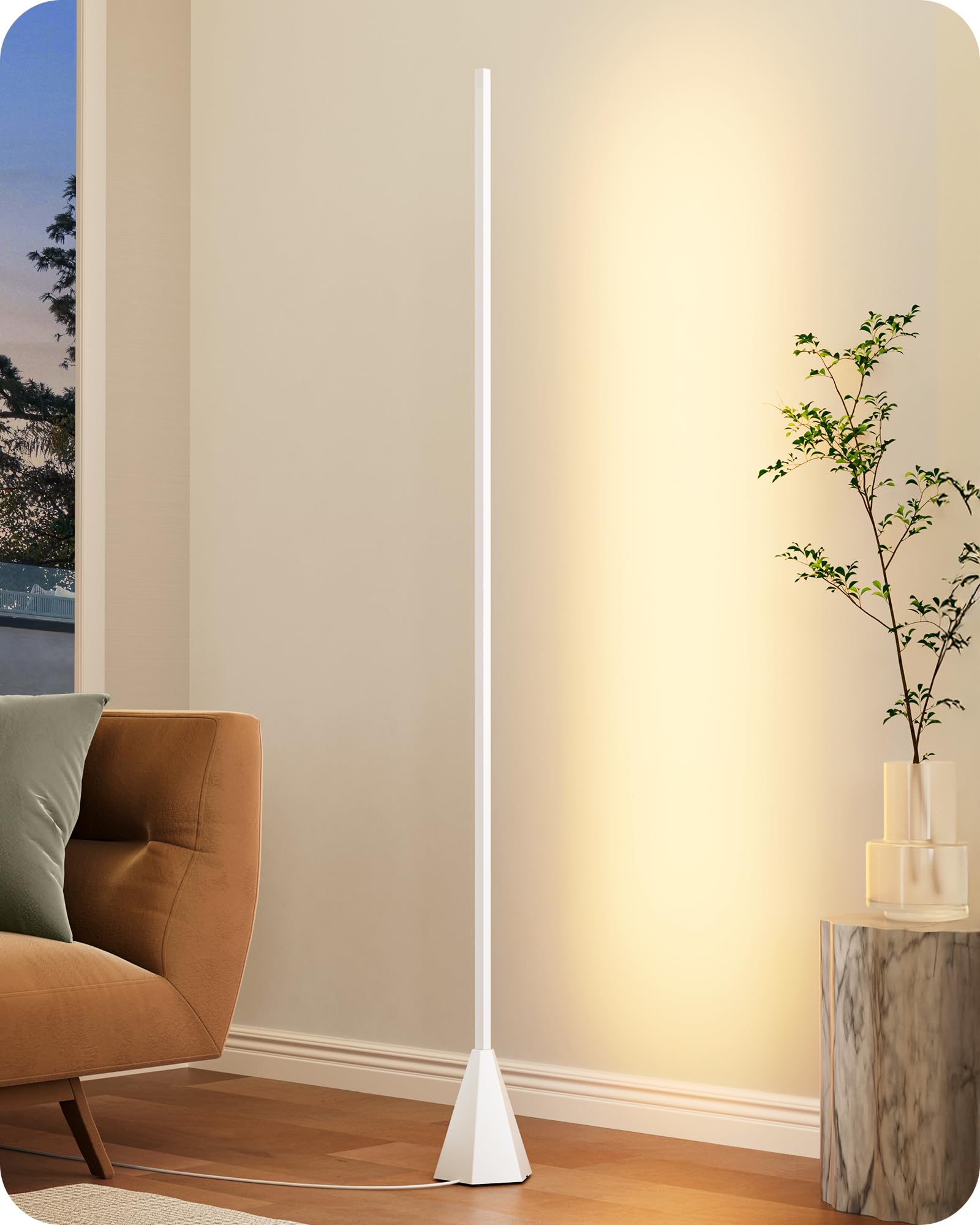EDISHINE New Gesture Control Floor Lamp, LED Dimmable Motion Corner Light, 2700K-6500K Eye Caring Standing Lamps with Remote Con