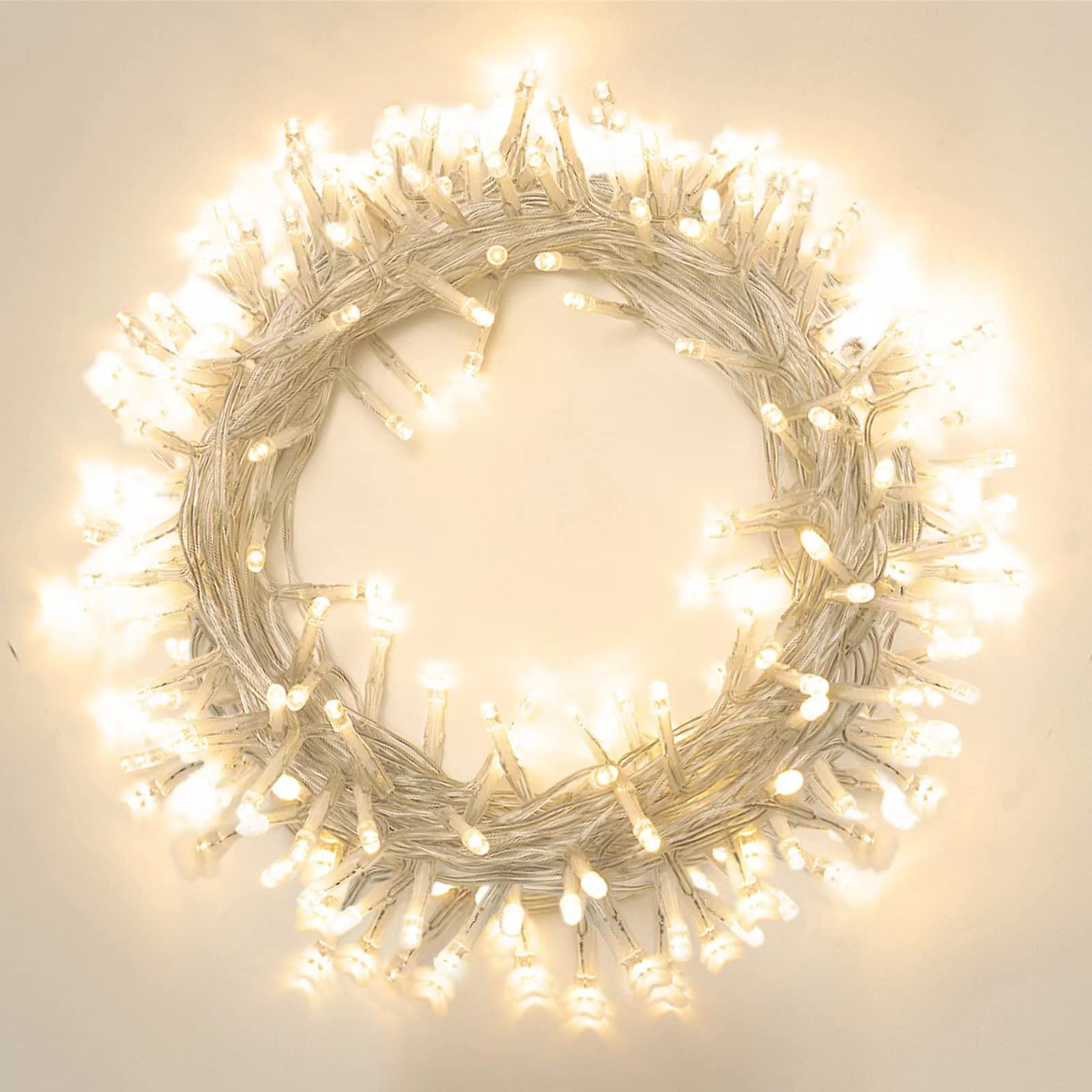 Liopeed 42Ft 120 Led Warm White Battery Powered String Lights, Ip65 Waterproof, 8 Modes