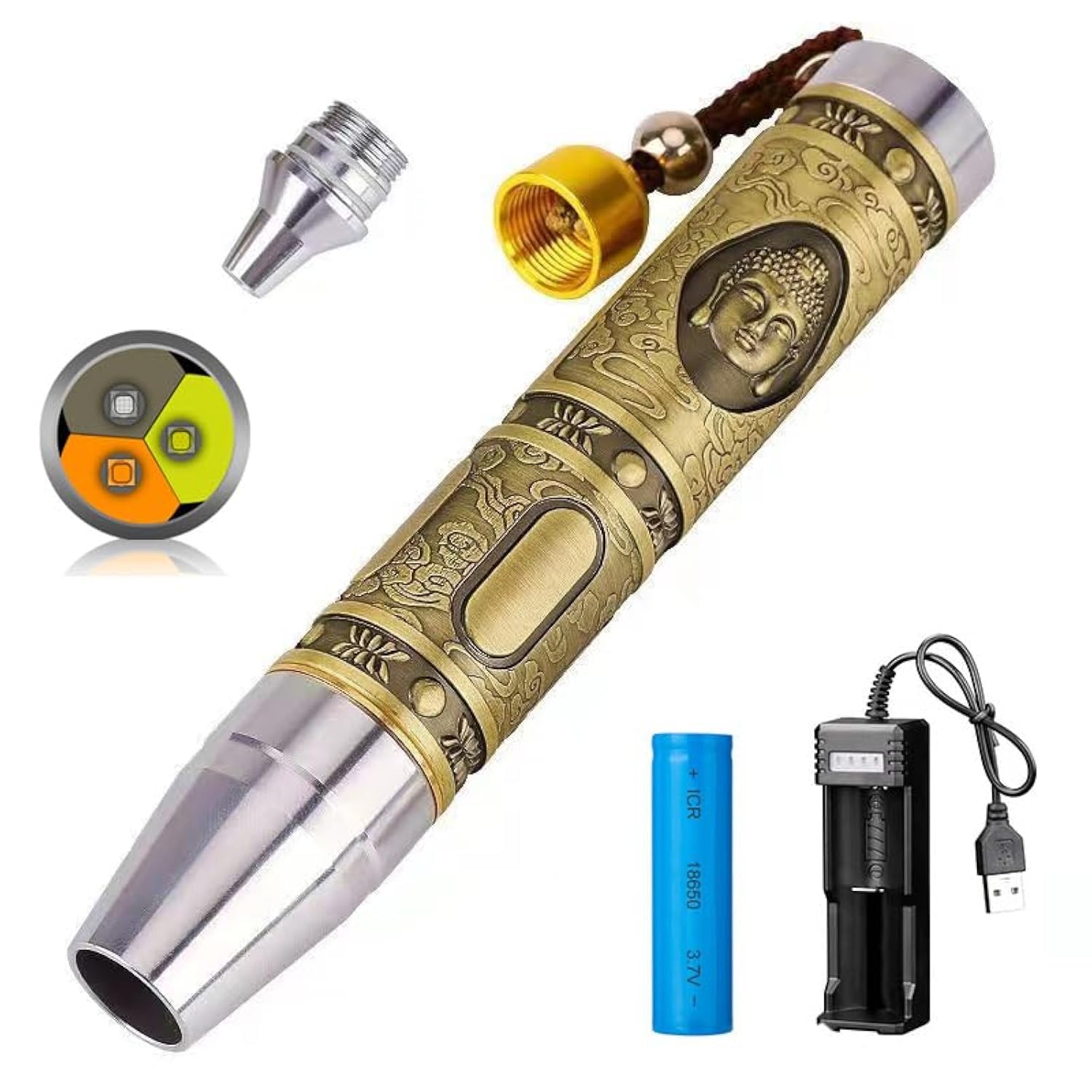YZYOE Rechargeable Three LEDs Expert Jade Appraisal Flashlight Jewelry Appraisal Gemstones Diamond  White and Yellow Light and 365NM Ultraviolet Lamp.