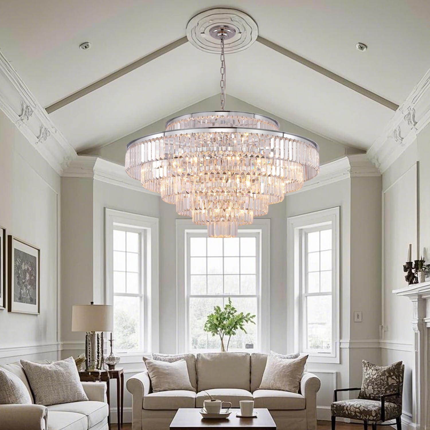 GMlixin Large Crystal Chandelier Luxury Pendant Ceiling Lights Fixture ...