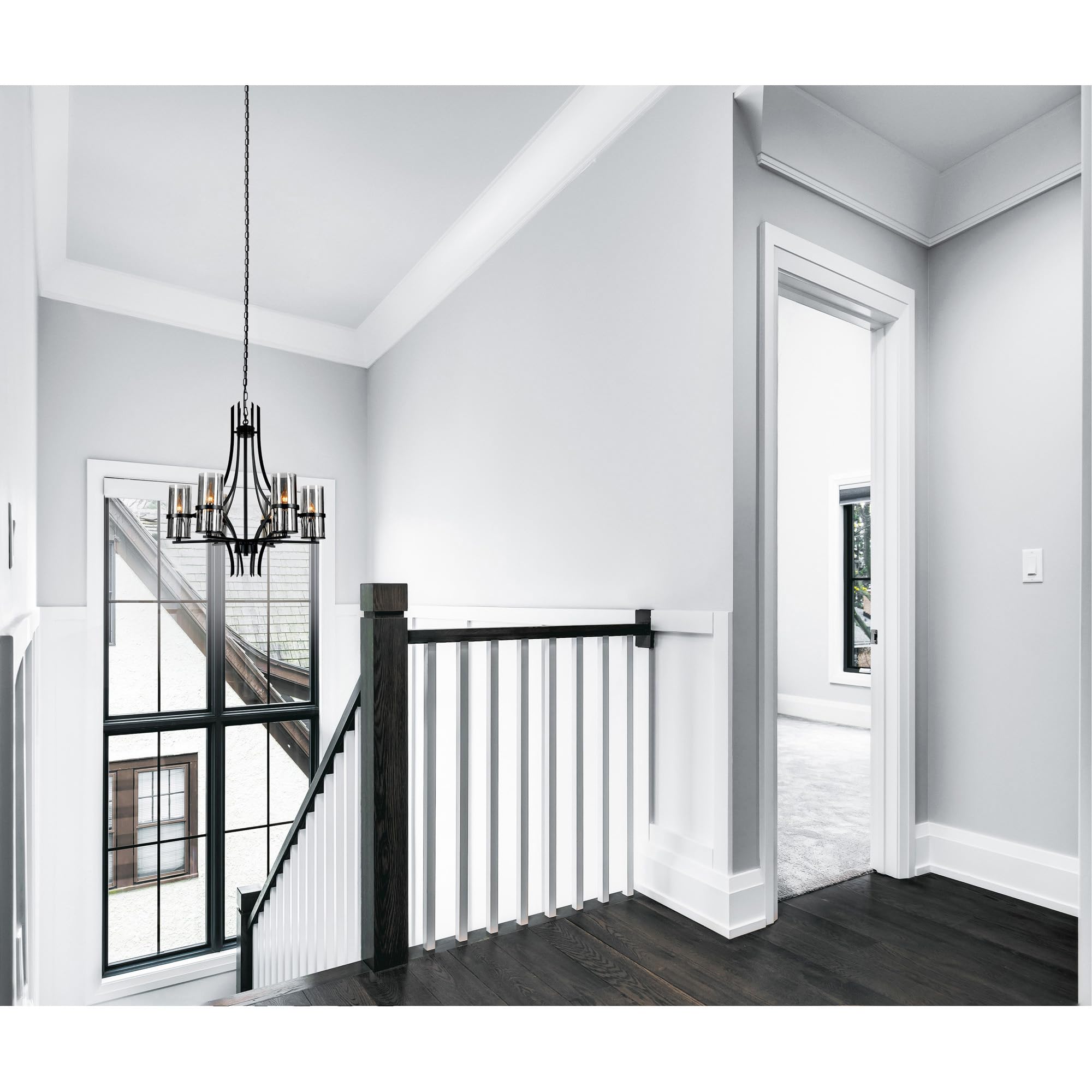 Cwi Lighting Vanna 6-Light Black Metal Chandelier - Contemporary Design, Clear Accents