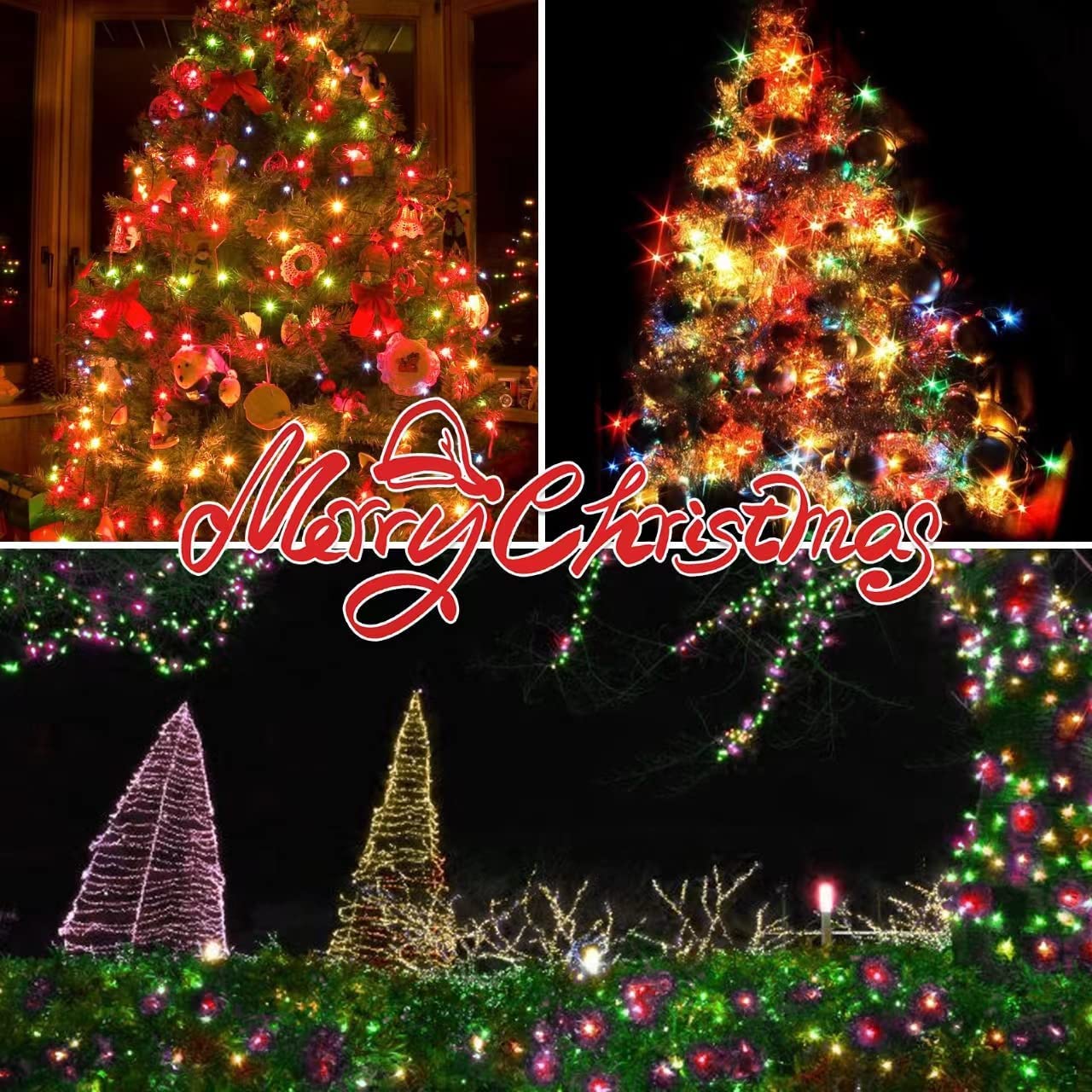 Justpro 300Lights(2*150L) Multi Extra-Bright With End Connectors Christmas Decorative Lights 19.44M Ul Certified Mini String Lig