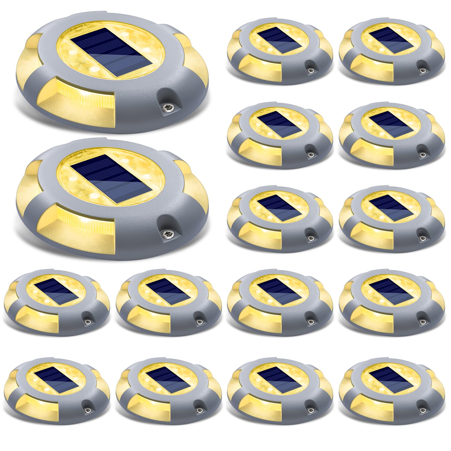 SIEDiNLAR Solar Deck Lights Dock Driveway Light LED Solar Powered Outdoor Waterproof Road Markers for Pathway Step Stair Garden 