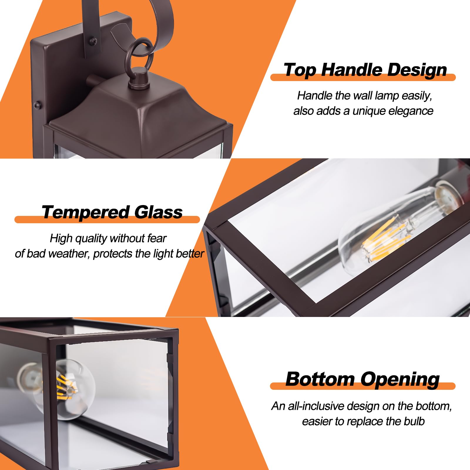 Yolsunes 15&quot; Outdoor Wall Sconces - Oil Rubbed Bronze Waterproof Lanterns, Modern Design