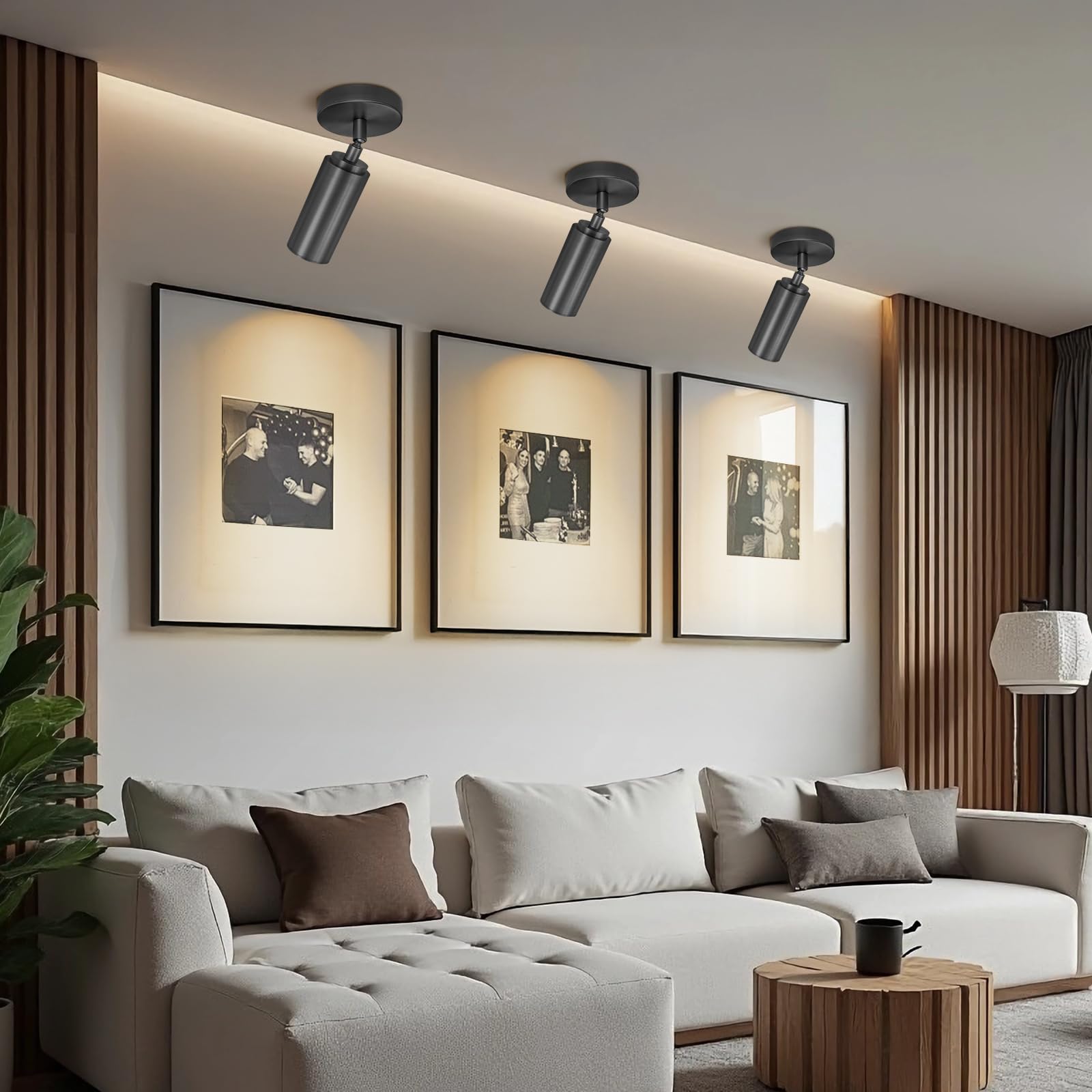 PIOUTNF Black Copper Ceiling Spotlight, Modern LED Indoor Light, Flush Mounted, Model SP-1027