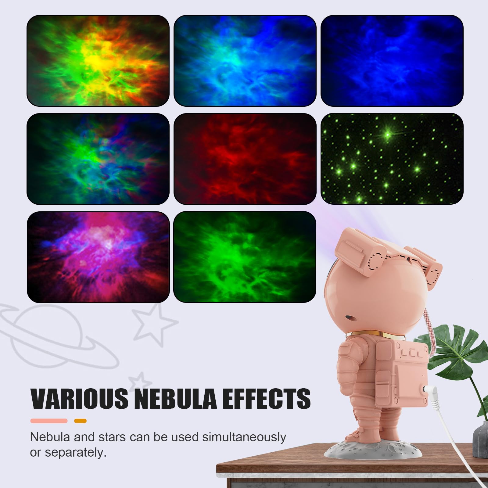 Mooyran Galaxy Projector Lamp - Remote Control, Time Space Projection, Pink, Model TYD-YHY-001, Night Light for Bedroom & Gaming Room