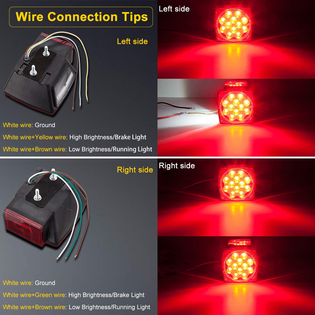 Limicar Trailer Lights Led Kit, Amber Marker Lights, Wire License Plate Bracket, Trailer Wiring Harness For Truck Boat Trailer R