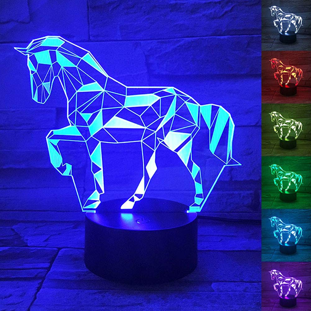 WANTASTE 3D Horse Decor Lamp Gift with Remote, 7 Colors Changing Night Light Birthday Toys for Kids Girls Boys, Horse Lovers