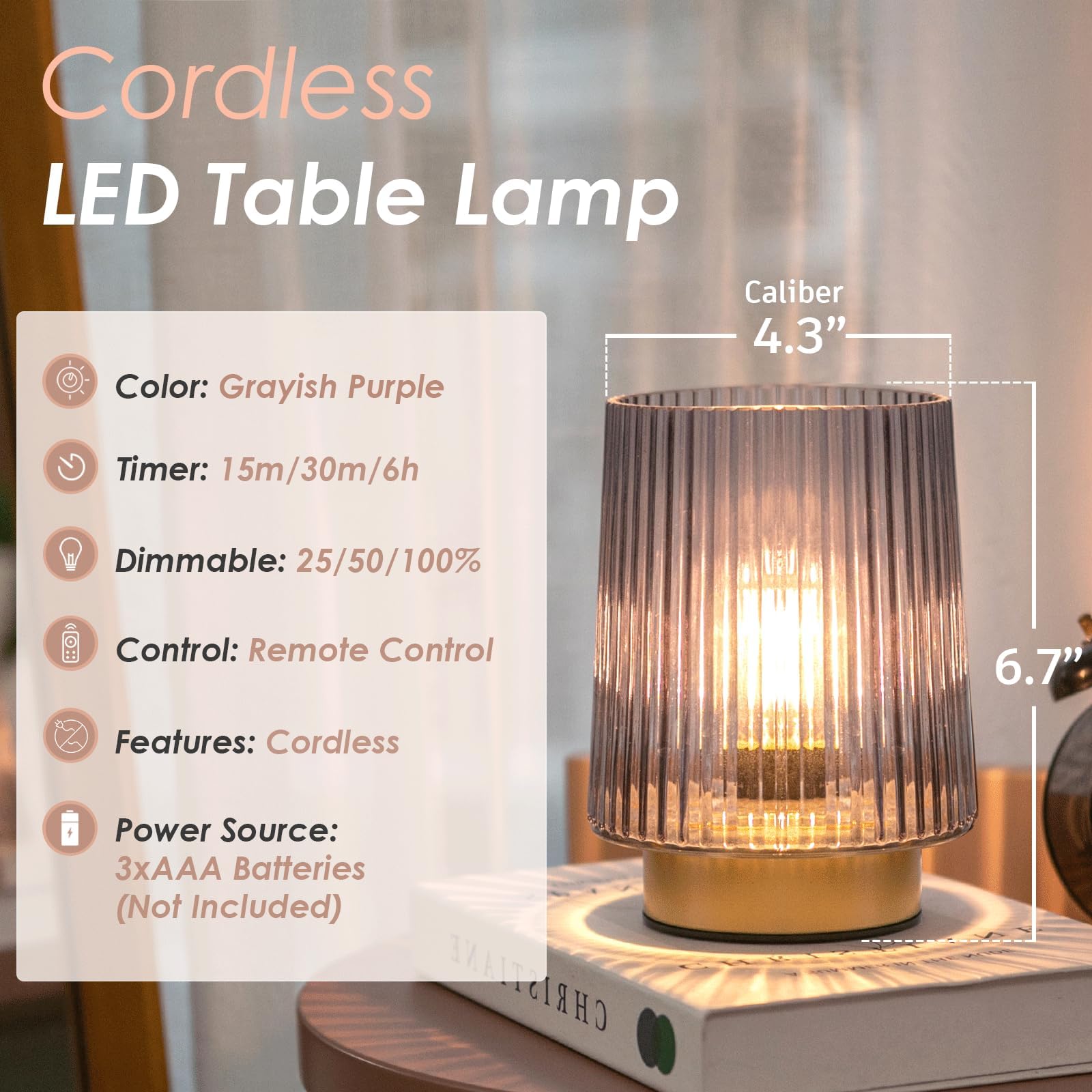 Ularoom Battery Operated Lamp With Remote Control,Cordless Table Lamps For New Home Decor,Portable Dimmable Brightness Small Lam