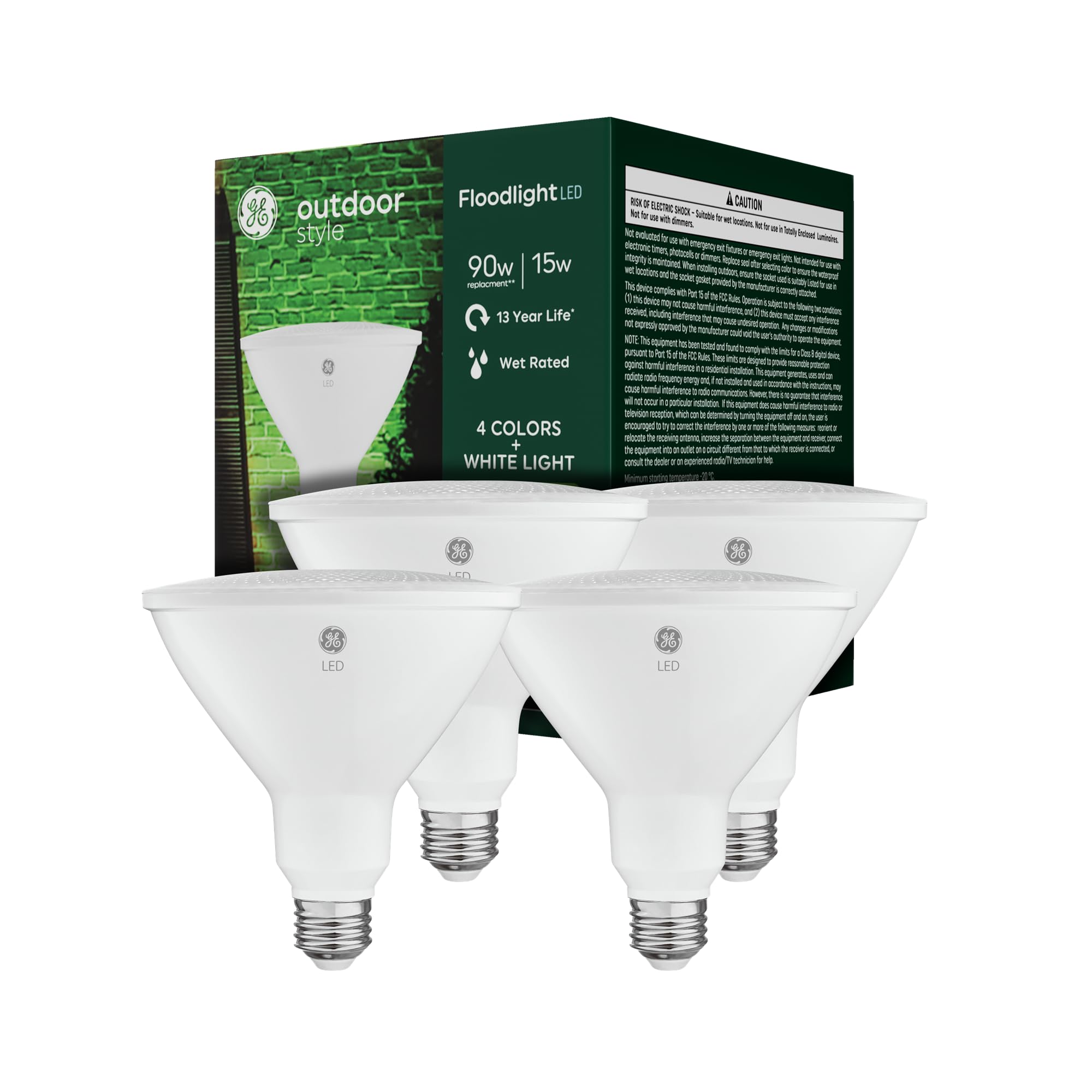 GE PAR38 LED Light Bulb, Outdoor Floodlight, 5 Color Options, Security Spotlight, Wet Rated for Any Weather Condition, Everyday 