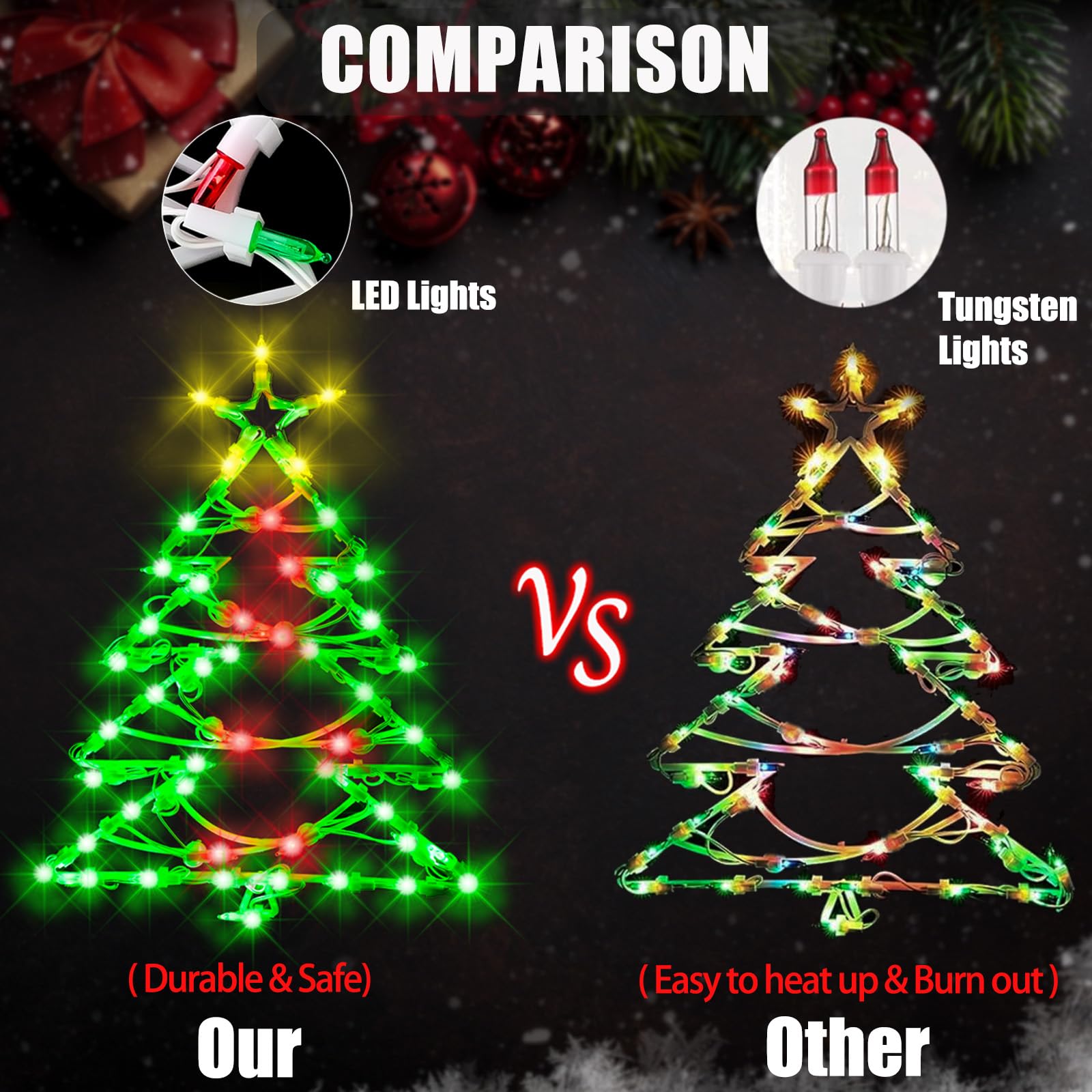 LOCYFENS Christmas Window Lights - 16.5" LED Decorations, Multicolor, 4 Pack - Tree, Snowflake, Santa & Snowman Designs