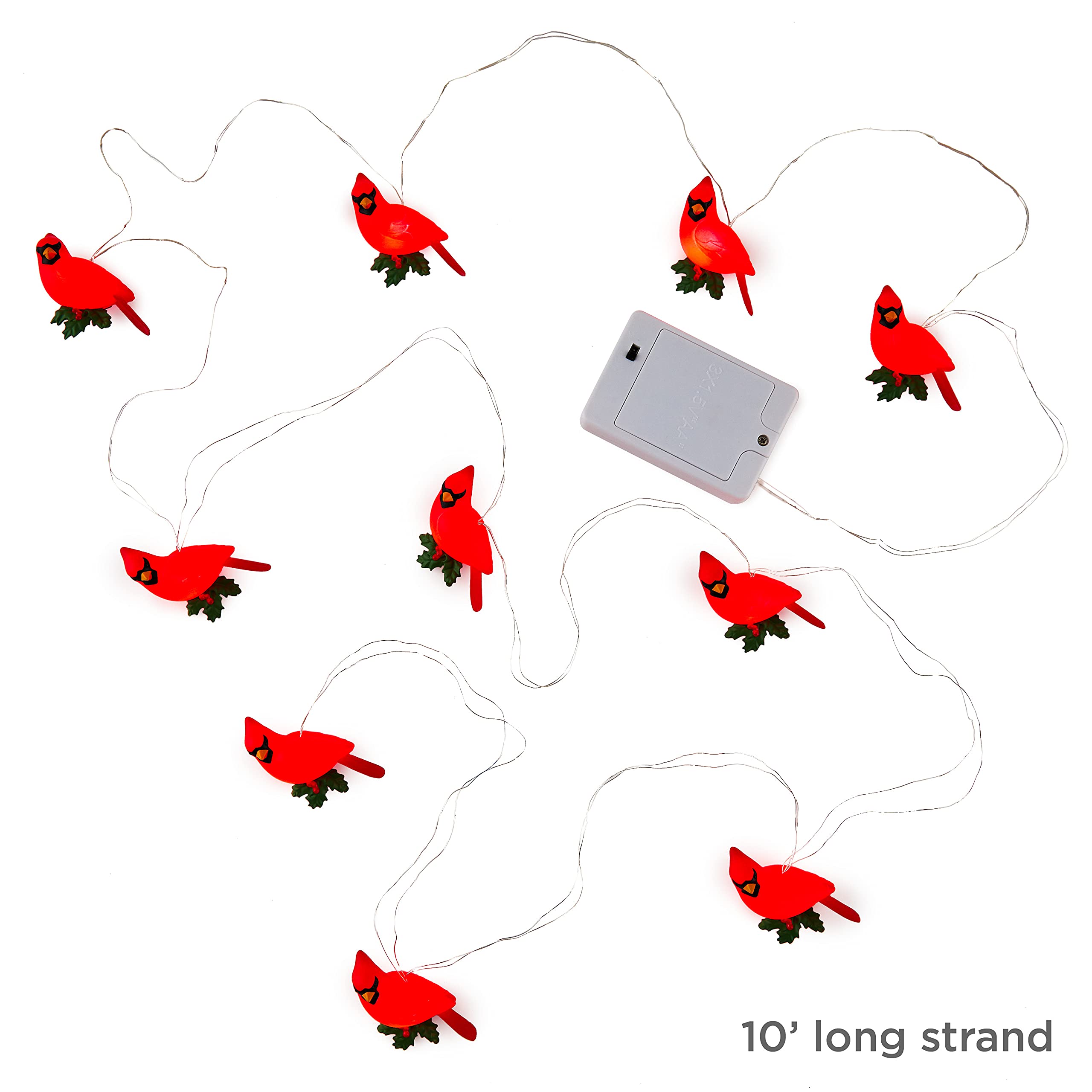 Hallmark Keepsake 2022, Decorative Cardinals 10-Light Christmas String Lights, 10'