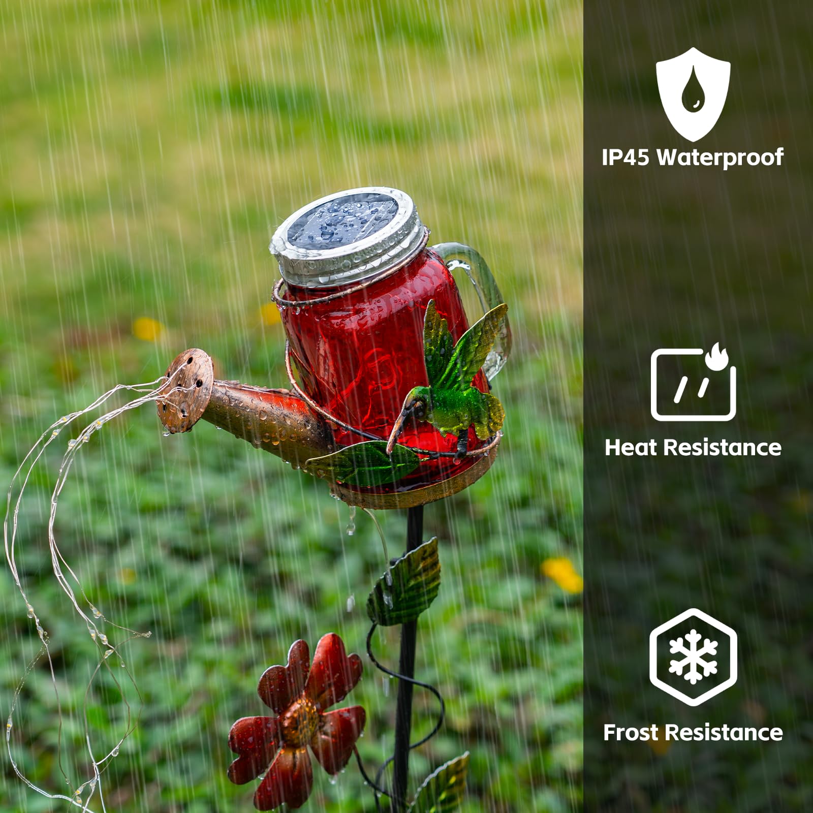 Srnpmiu Solar Watering Can Light, Yard Outdoor Decor Lights, Ip65 Waterproof, Hanging Hummingbird Garden Light, Outside Garden F