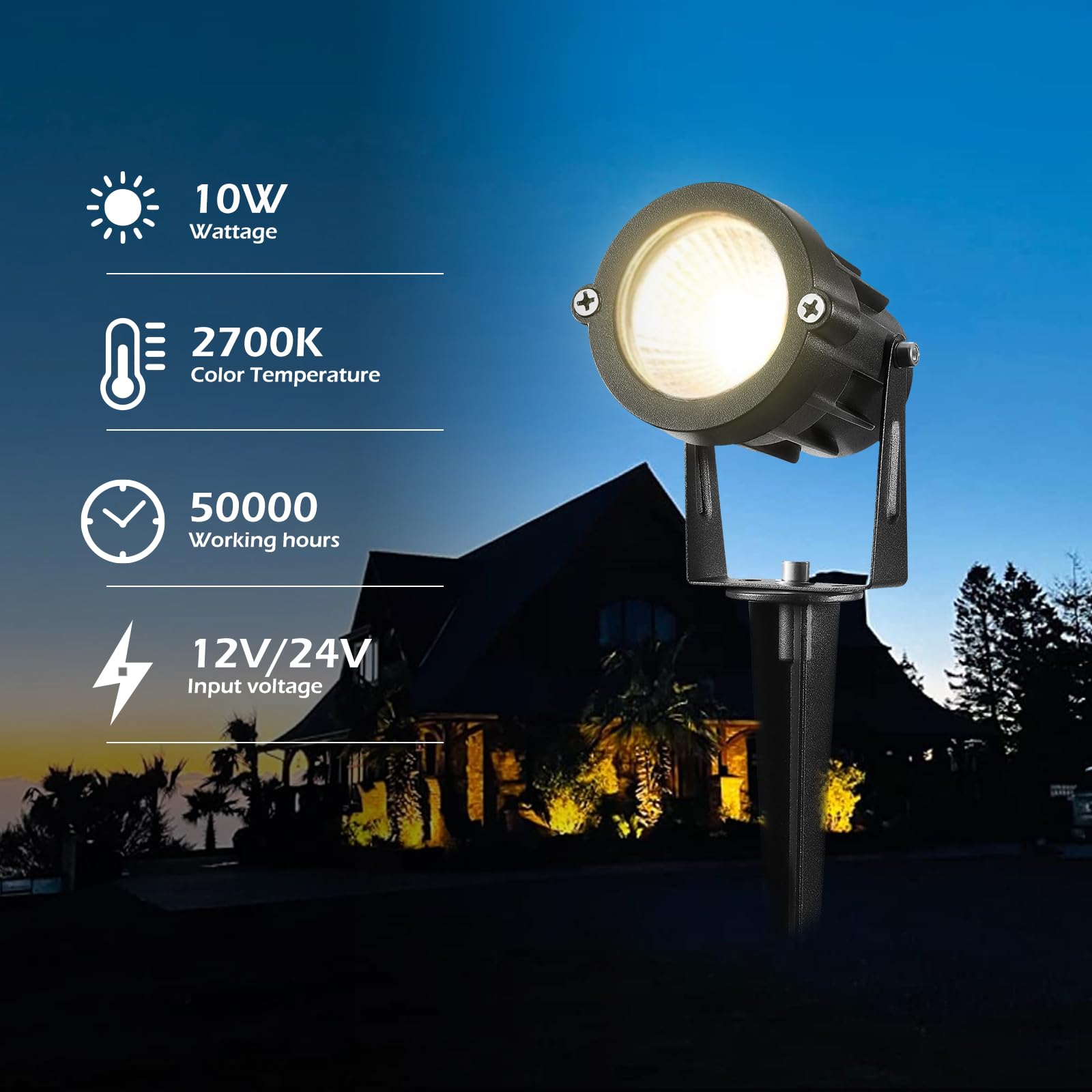 Reegold Low Voltage Landscape Lighting: 10W 1000Lm Led Landscape Lights Outdoor 2700K Warm White Spotlights With Ip65 Waterproof