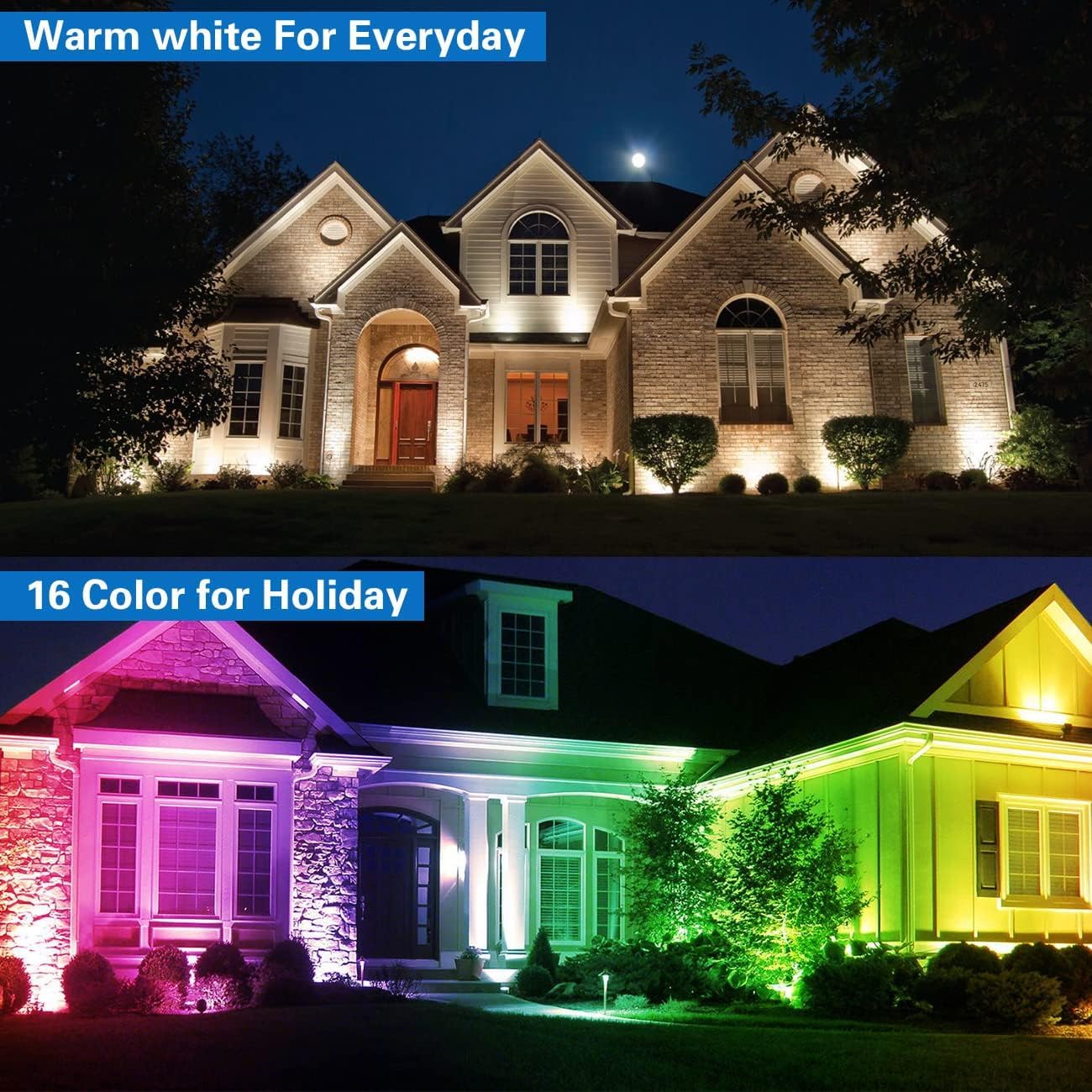 Eleglo 6W Rgb Landscape Lights, 16 Color Changing Outdoor Spotlights, 12V-24V, 6 Pack
