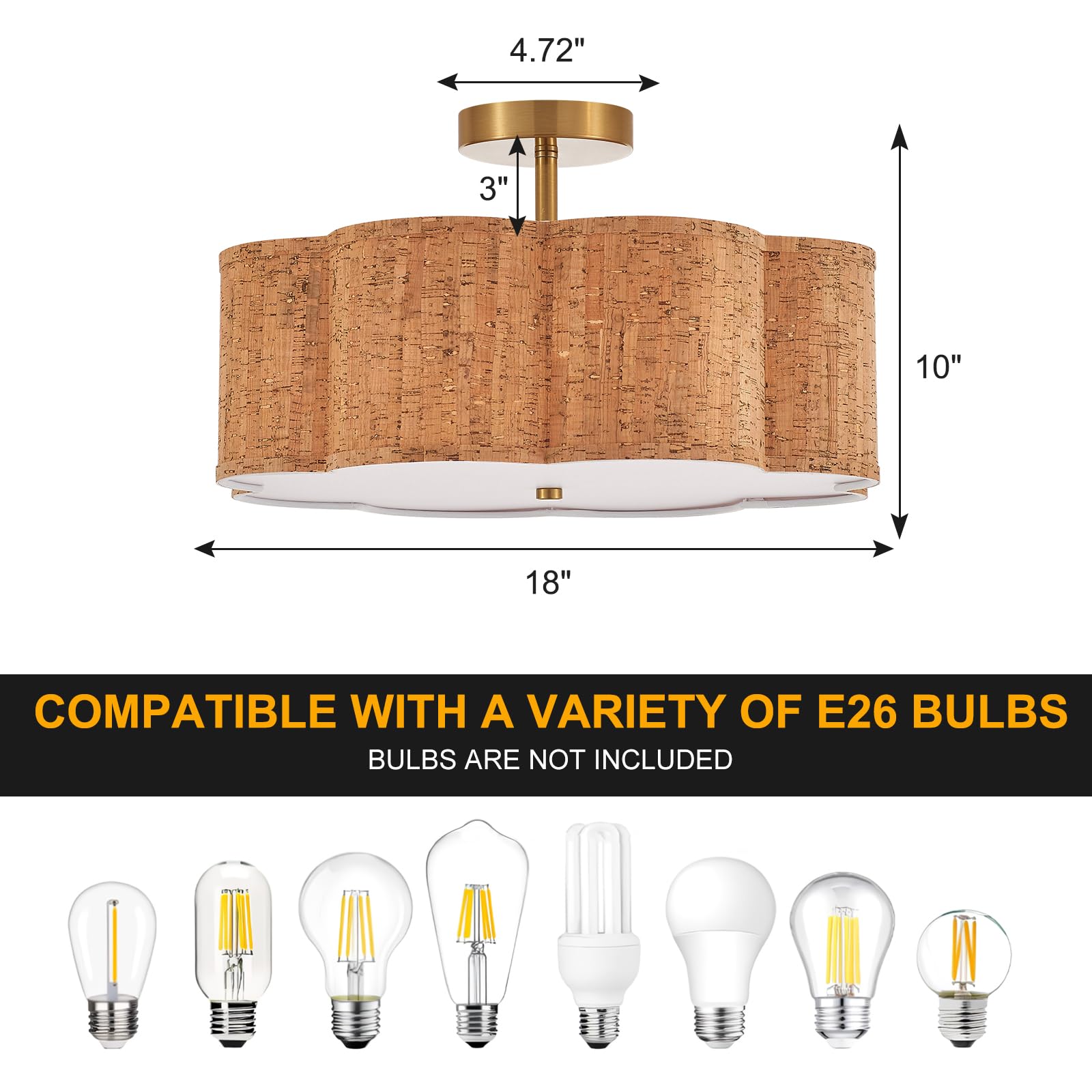 Widluth Modern Semi Flush Mount Ceiling Light Modern Gold Drum Ceiling Lighting Fixture Vintage Linen Golden Ceiling Lamp For La