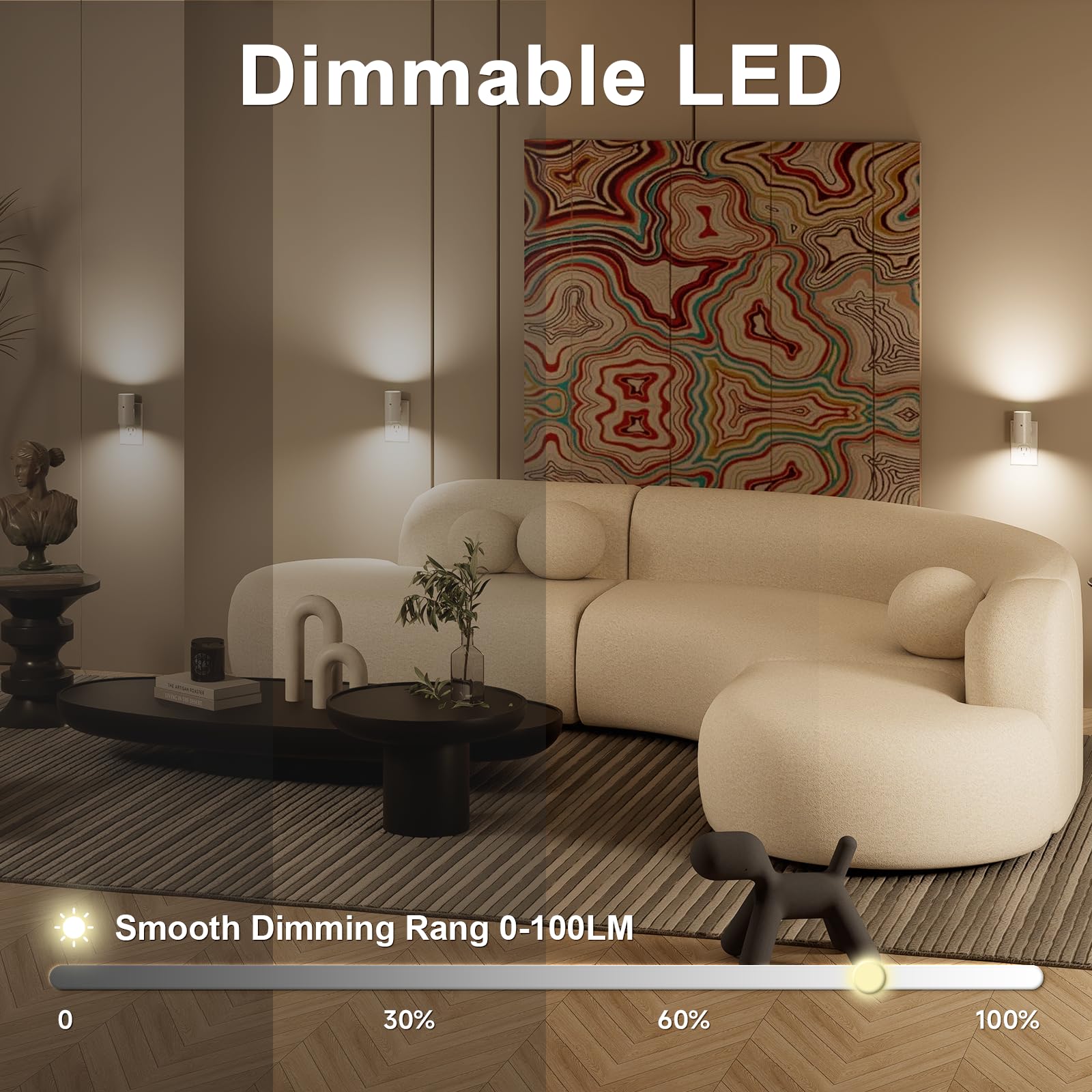 Niorsun Dusk To Dawn Night Light Plug In,Bright Night Lights Plug Into Wall With 3 Light Modes,Ultra-Slim Design,0-100Lm Dimmabl