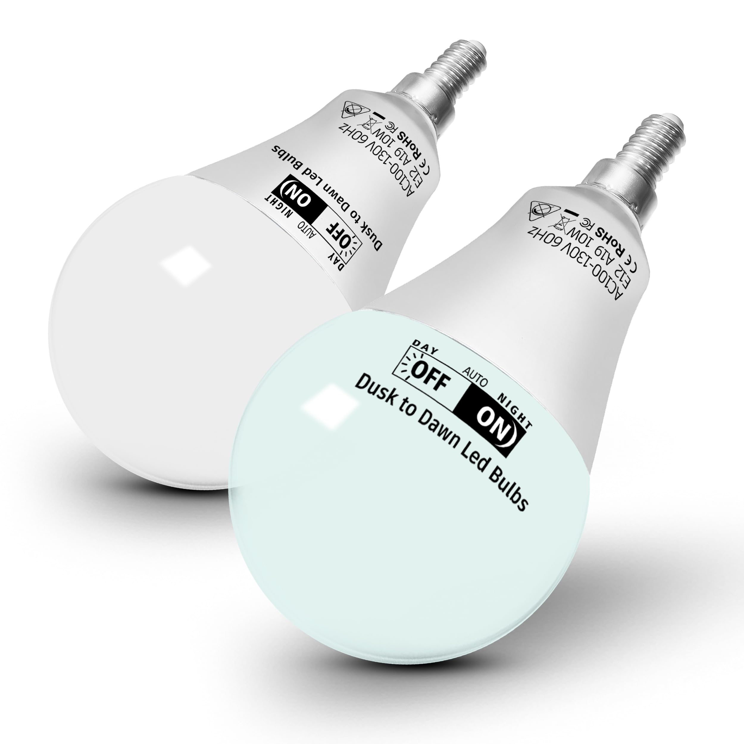 ALIDE E12 Candelabra Base Dusk to Dawn LED Light Bulbs Globe 6W 650lm  Automatic On/Off Sensor B11 Outdoor Security Lights 60W Equivalent 6000k Cool Daylight White 2 Pack