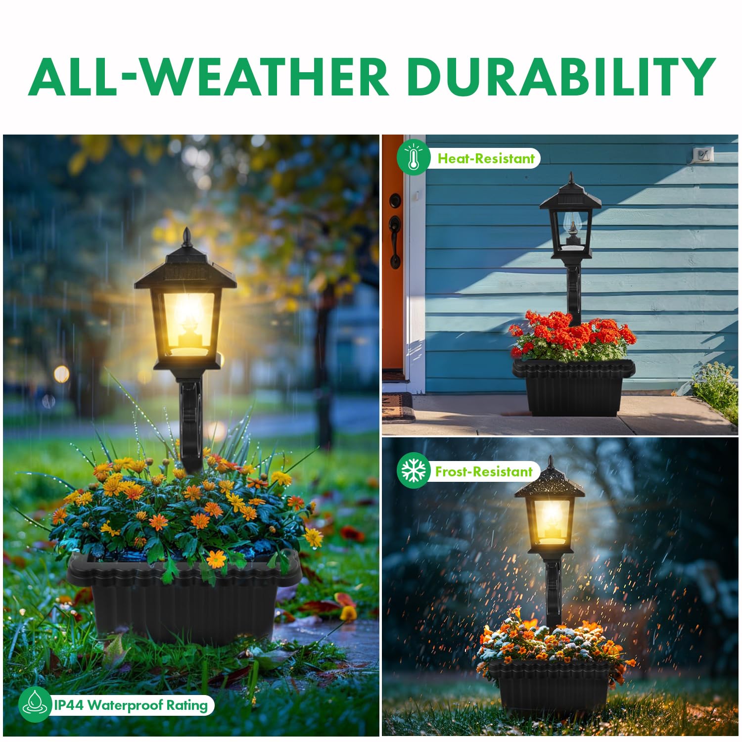 Hoodink 2-In-1 Outdoor Flower Pots & Solar Lamp Post Lights - Wall Mount Or Freestanding Waterproof Solar Post For Lawn, Patio,