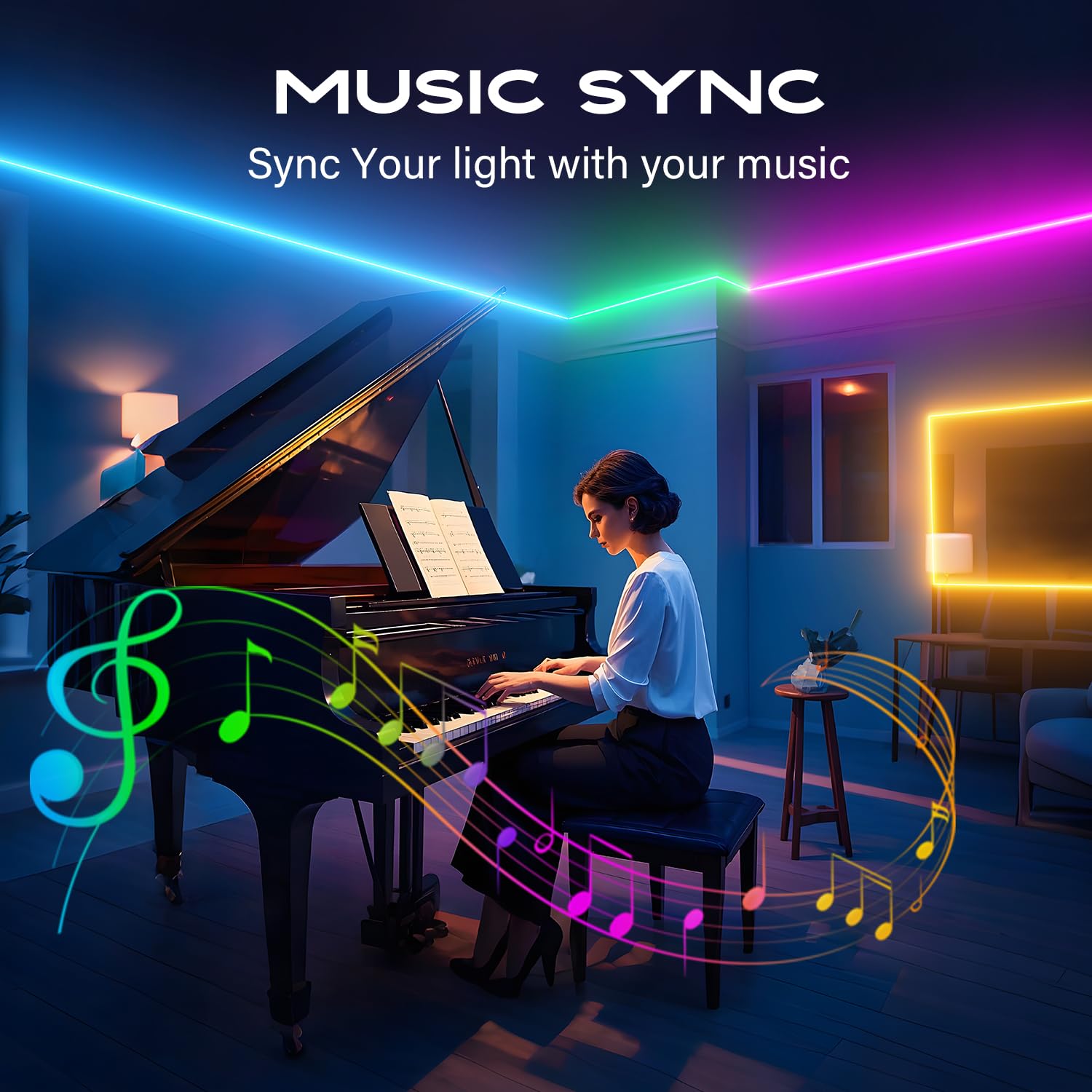 CHARKEE LED Strip Lights Kit, 65.6ft (2 Rolls of 32.8ft), RGB Color Changing with 44 Keys Remote, Model CH55NW3002P1