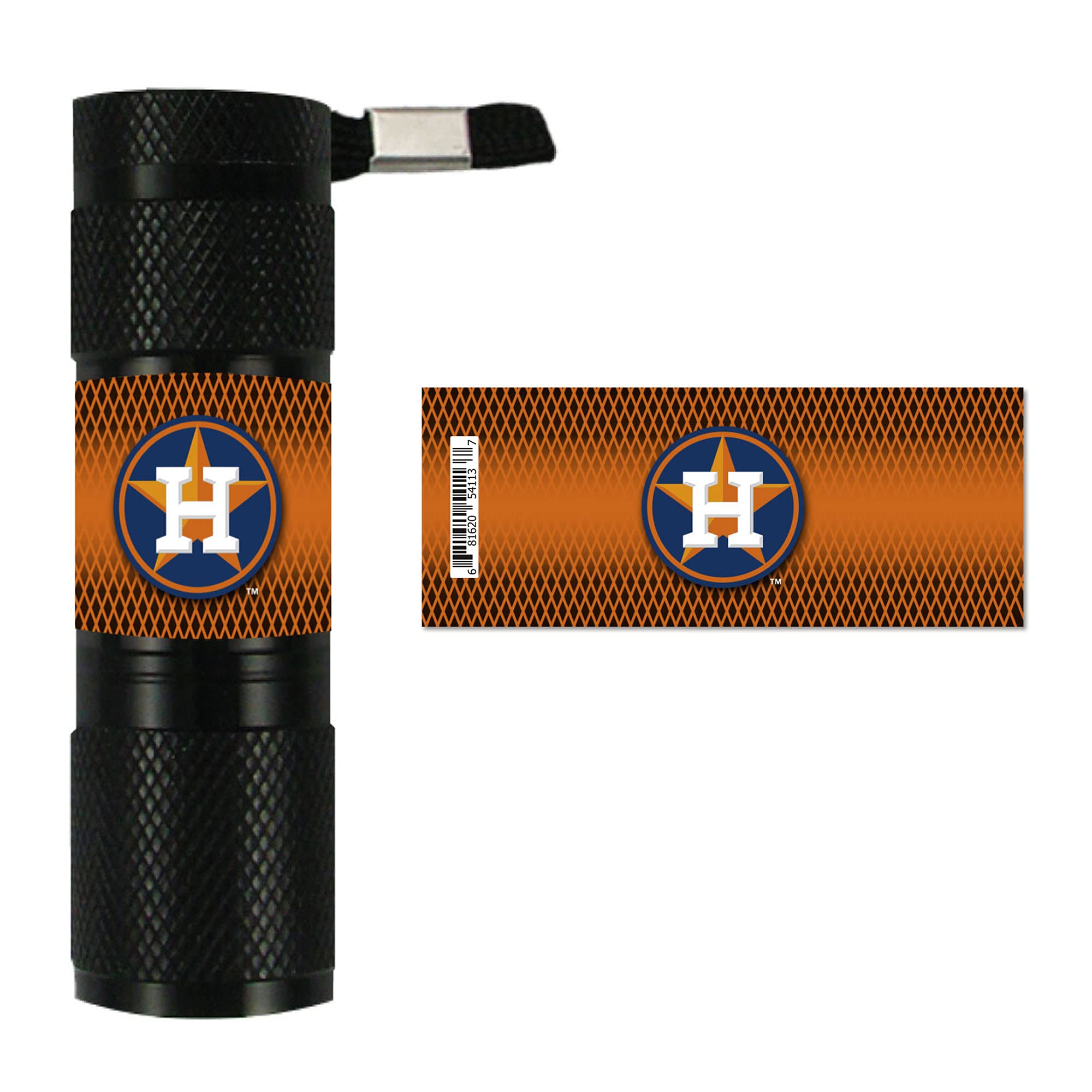 FANMATS MLB Houston Astros LED Pocket Flashlight, Aluminum, One Size, Black, Model 62270