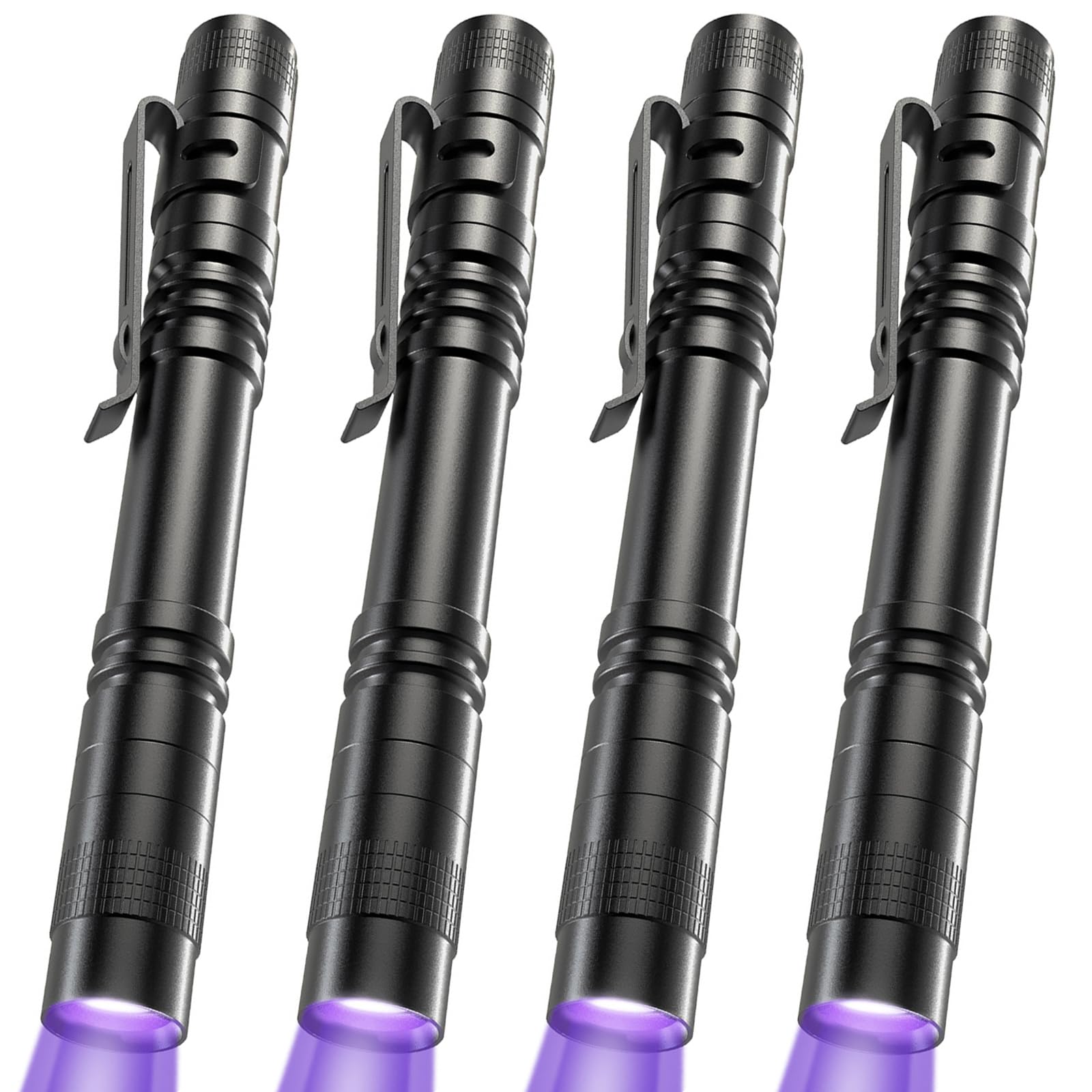 COSOOS UV Black Light Flashlights, Mini Pen Lights 395nm, Waterproof, 4 Pack, Black, Model: uv pen light-4