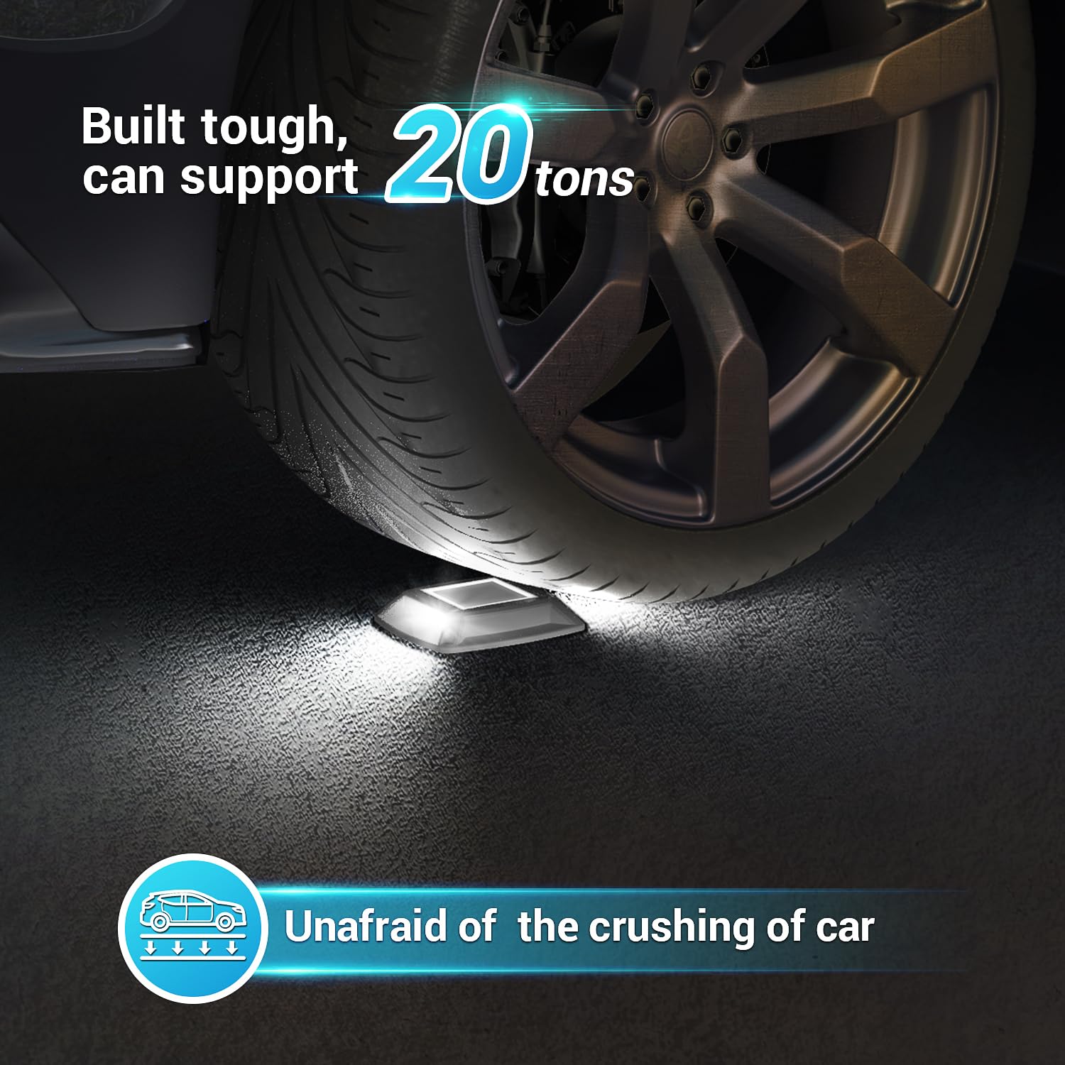 Solar Driveway Lights 10 Pack, Solar Powered IP68 Waterproof Dock Lights, 4 LED Driveway Markers Deck Light for Dock, Pathway, W