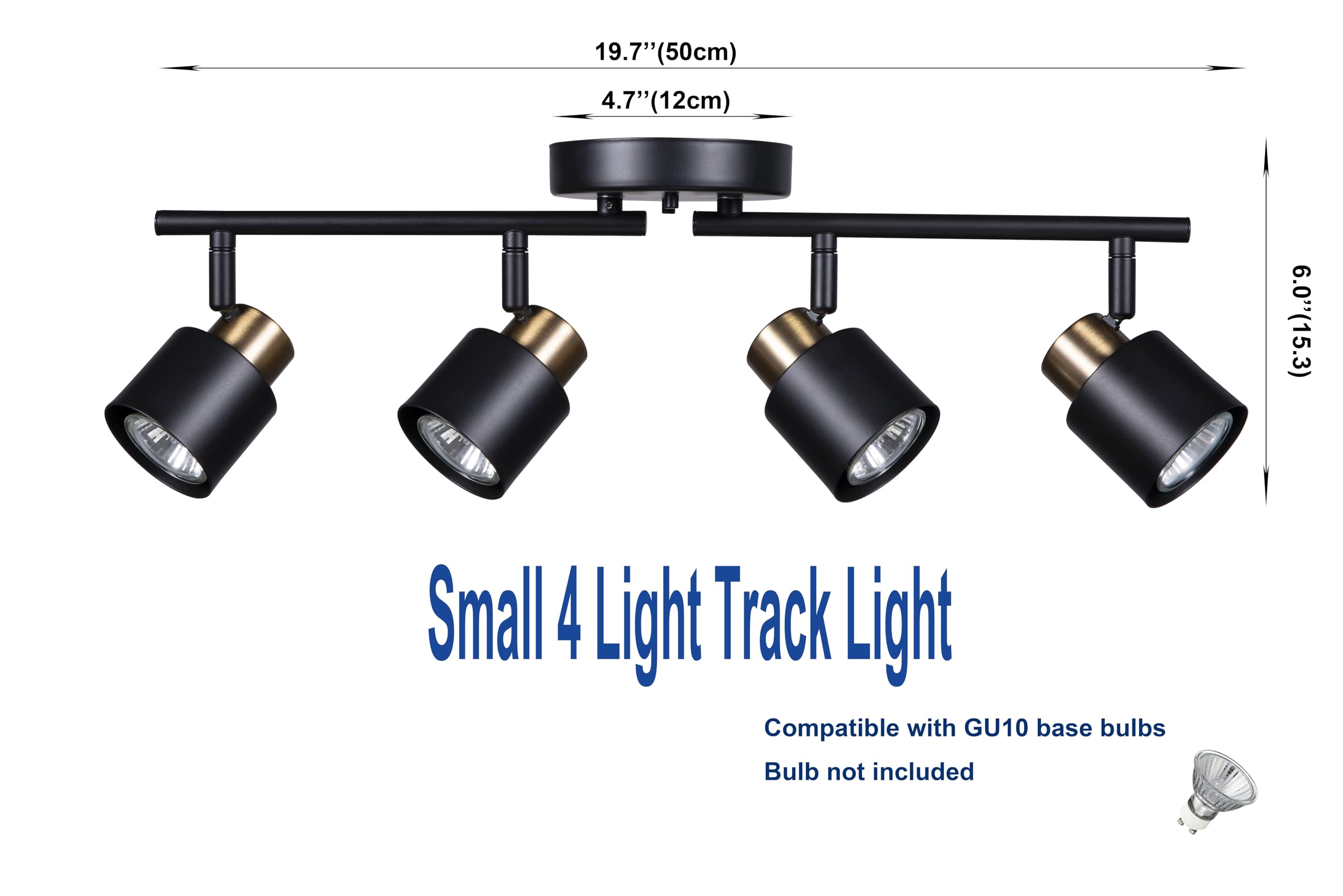 Craftronos 4 Light Track Lighting Kit, Matt Black Brass Finish Adjustable With Moden Flush Mount Ceiling Spotlight For Kitchen,L