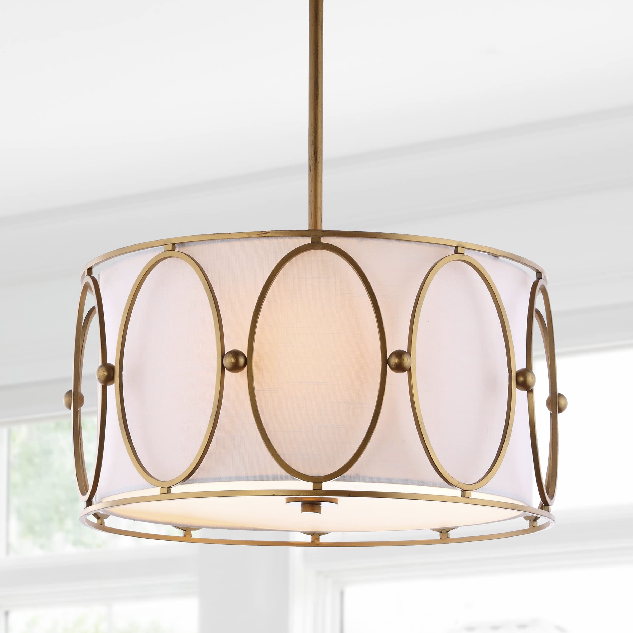 JONATHAN Y Violetta 3-Light LED Pendant, Metal, 19in, Gold, Model JYL9008A, Contemporary Design for Office and Home