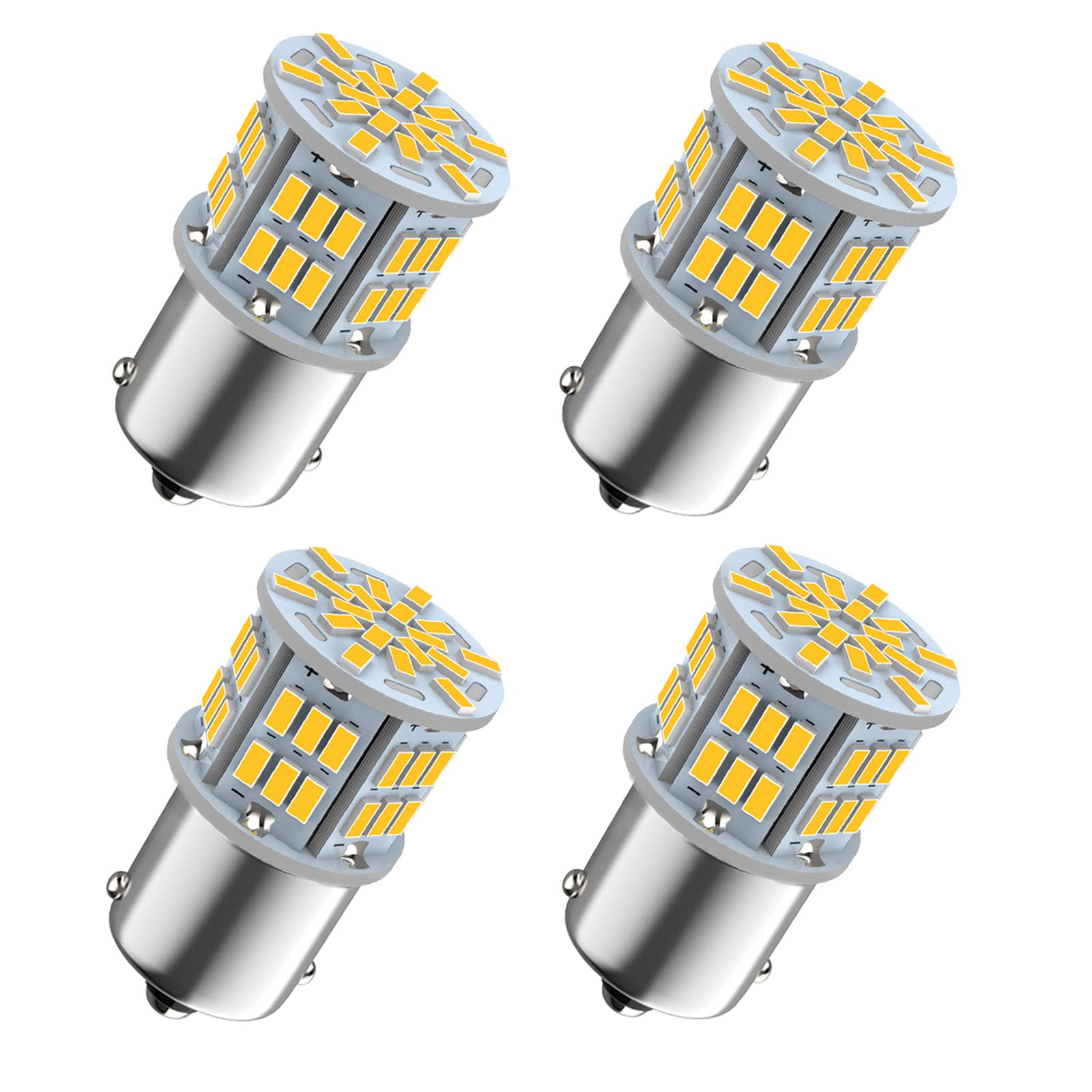 Melphan-Auto 1156 LED Bulb, 54-SMD, 12V-24V, Warm White, 4pcs for RV, Camper, Trailer, Vehicle Interior, Tail Lights