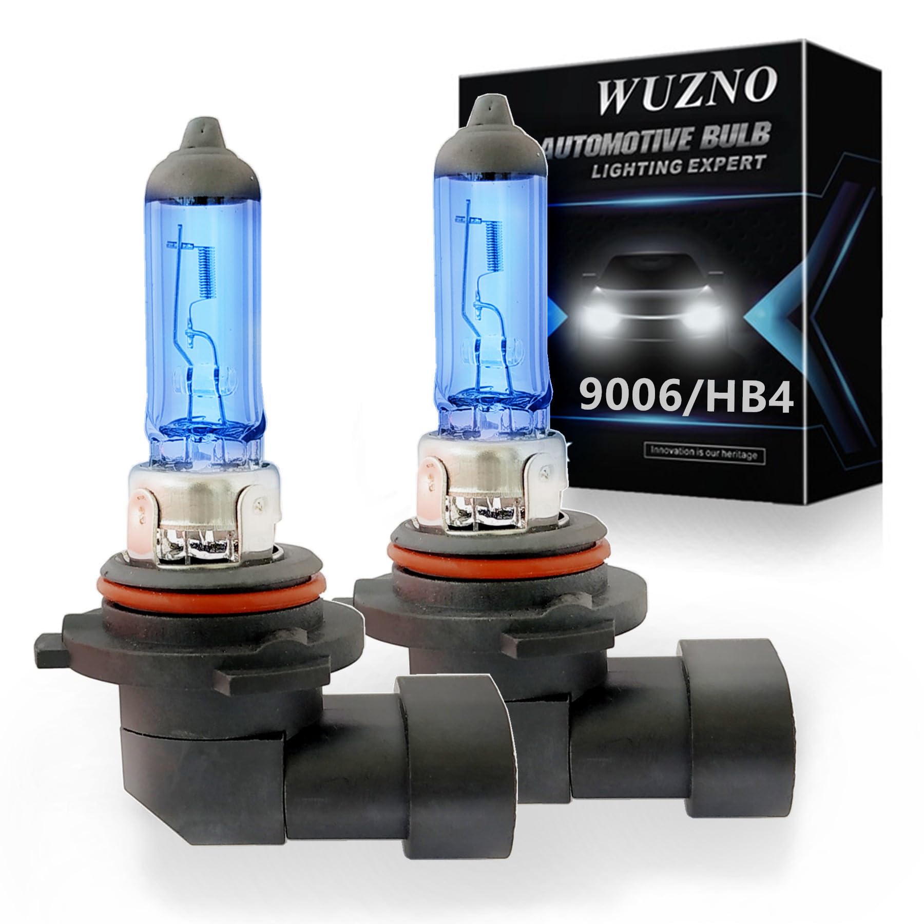 Wuzno 9006/HB4 Halogen Headlight Bulb 12V 51W Super Bright 5000K Light 2-Pack Glass