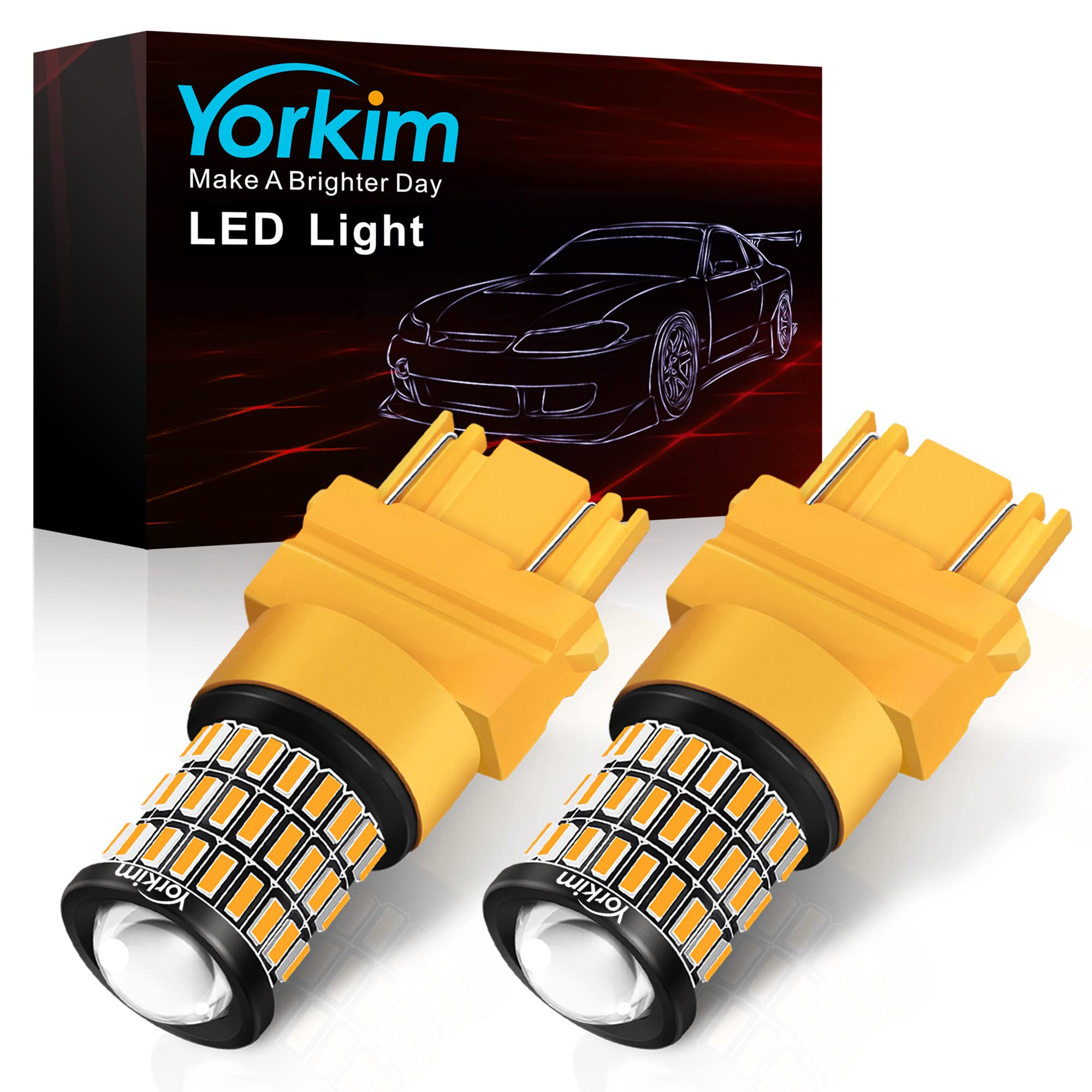 Yorkim 3157 LED Bulb, Amber Turn Signal Light, Pack of 2, Compatible with 3156/3157/3056/3057/4057 Models