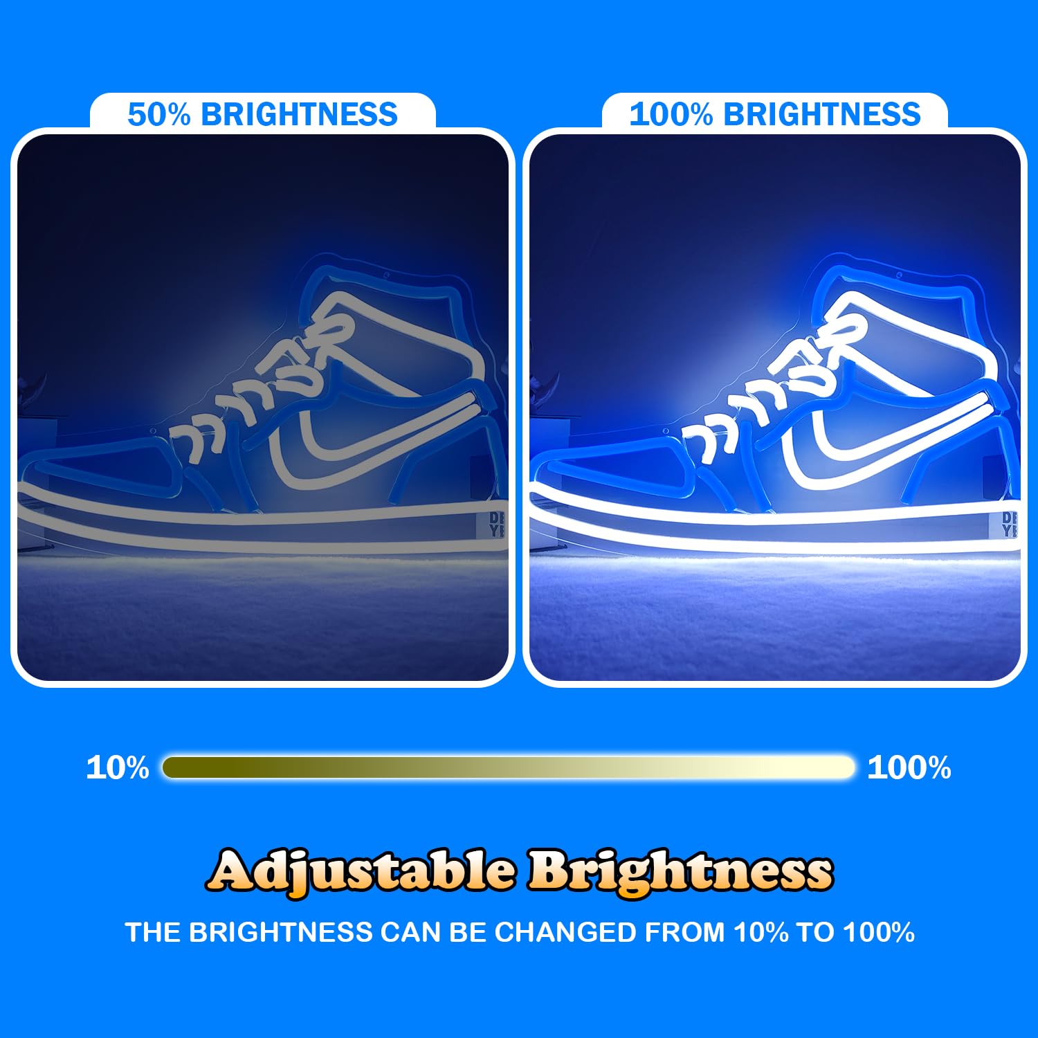 JianJung Neon Sign Sports Shoe Light - Dimmable LED Wall Decor for Bedroom & Man Cave - Blue, Plastic, Model: SneakersBlue