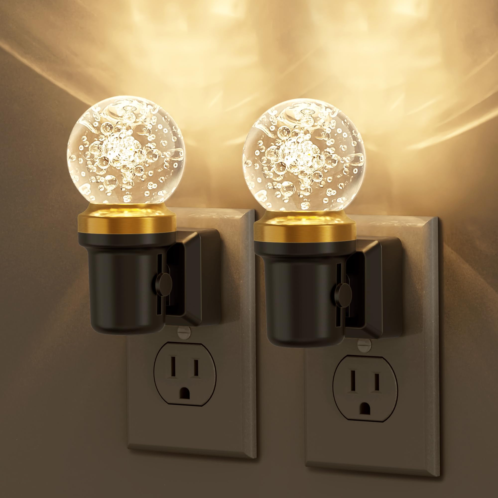 JandCase Night Lights Plug into Wall, 2 Pack Dimmable Night Light Pulg in, Globular Automatic Night Lights with Auto Light Senso