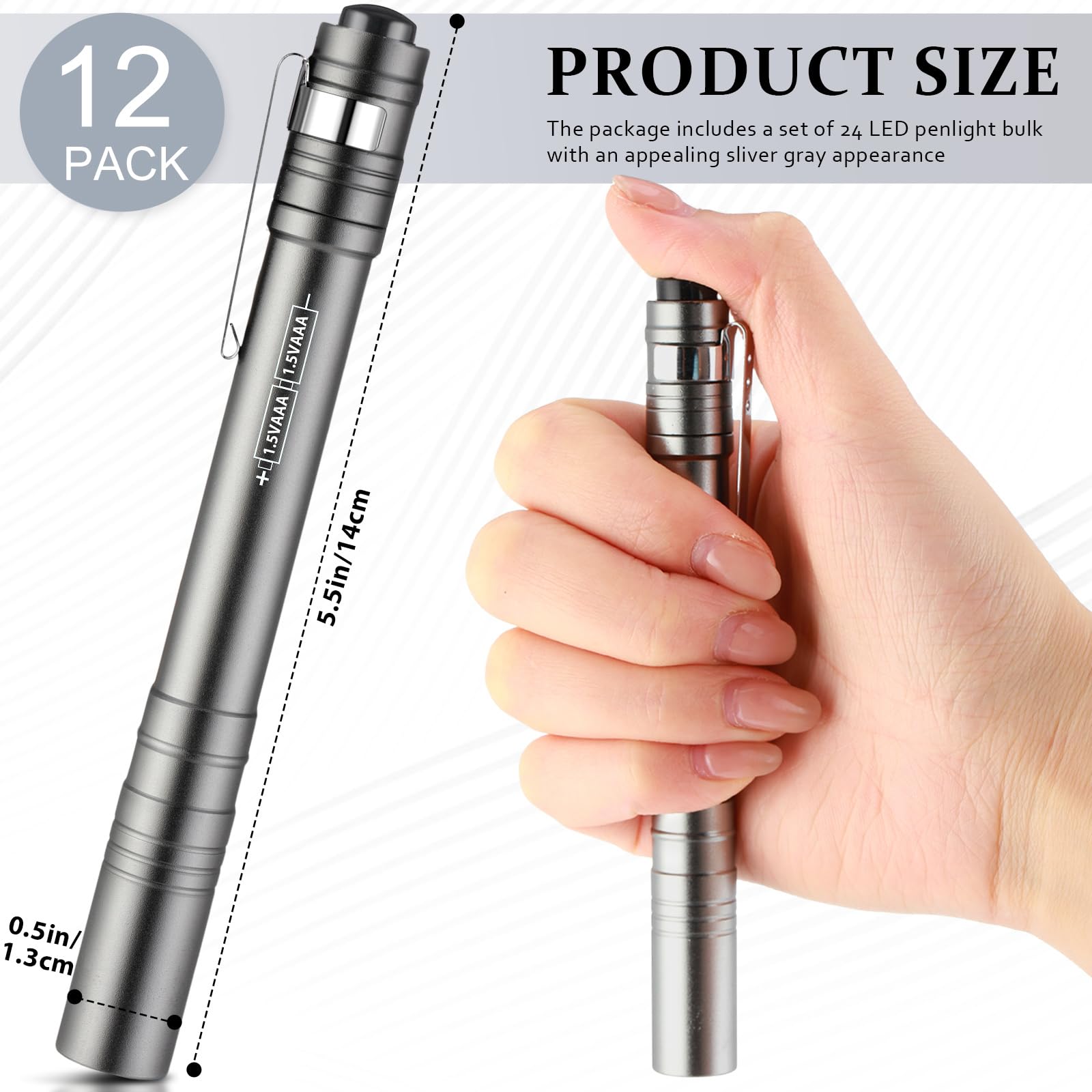 Tujoe 12 Pack LED Penlight Bulk, Pocket Flashlight with Clip, Aluminum Pen Flashlights Mini Pen Light for Nurses Hospital Outdoo