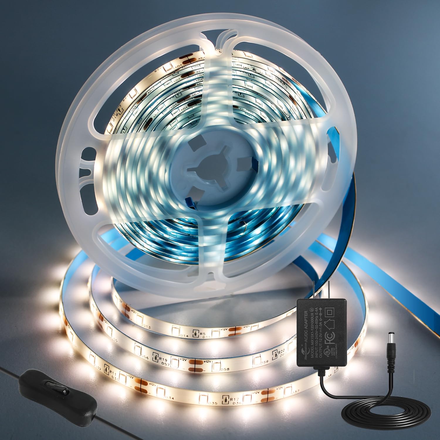iNextStation LED Strip Light 16.4ft 300 LEDs 12V Warm White Flexible Tape Light for Bedroom Kitchen Cabinet TV