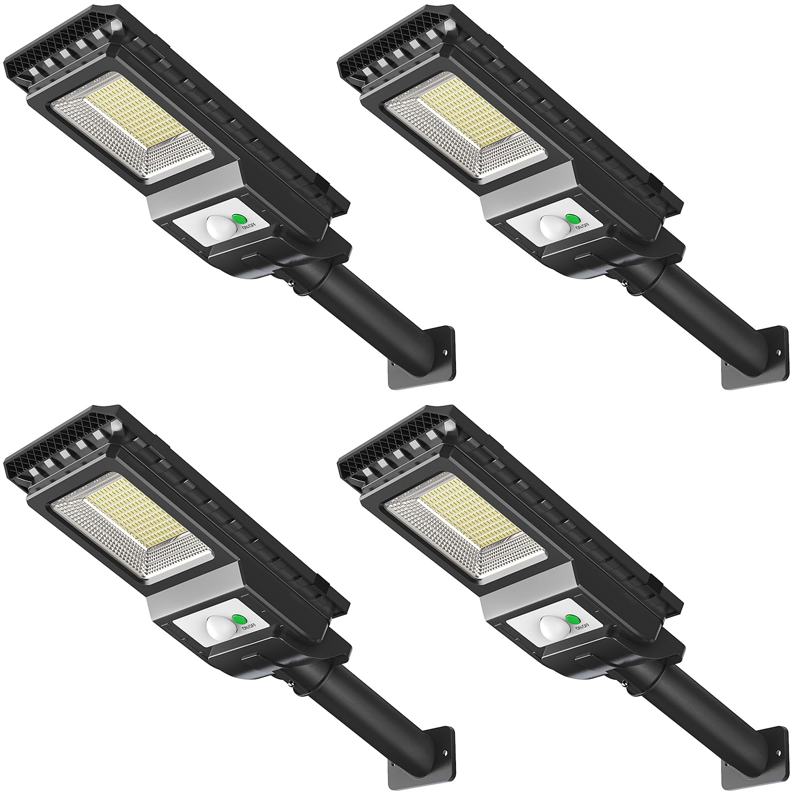 Engrepo Solar Lights Outdoor 1000Lm, 156 Leds Motion Sensor, Waterproof Flood Light 4 Pack