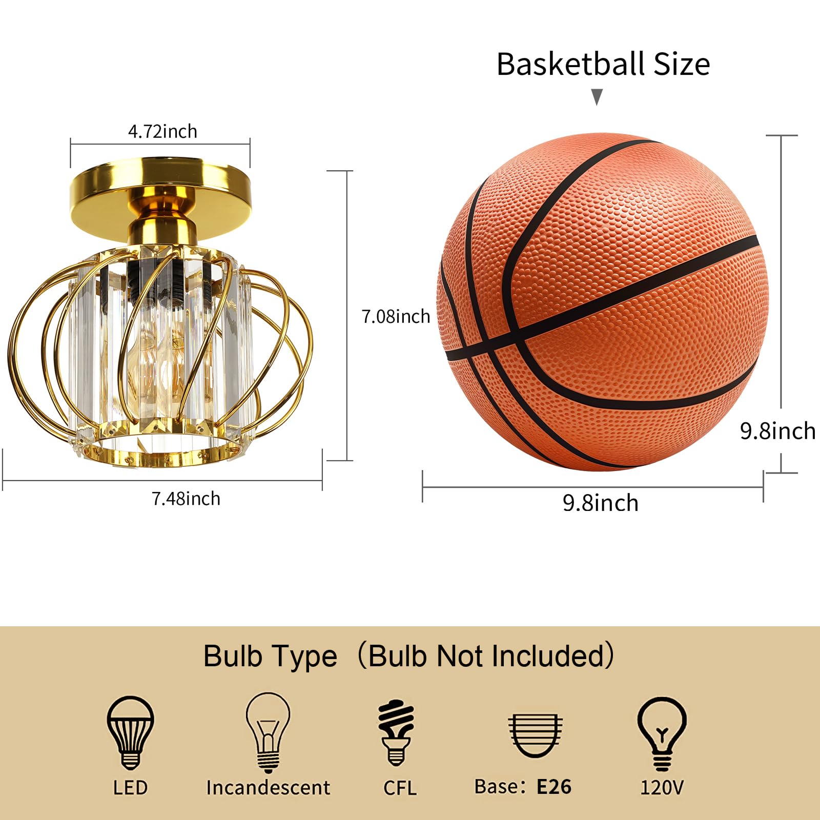 Frideko Home 2 Pack Crystal Ceiling Light Fixture - Modern Semi Flush Mount Ceiling Light Mini Crystal Chandelier Hallway Light