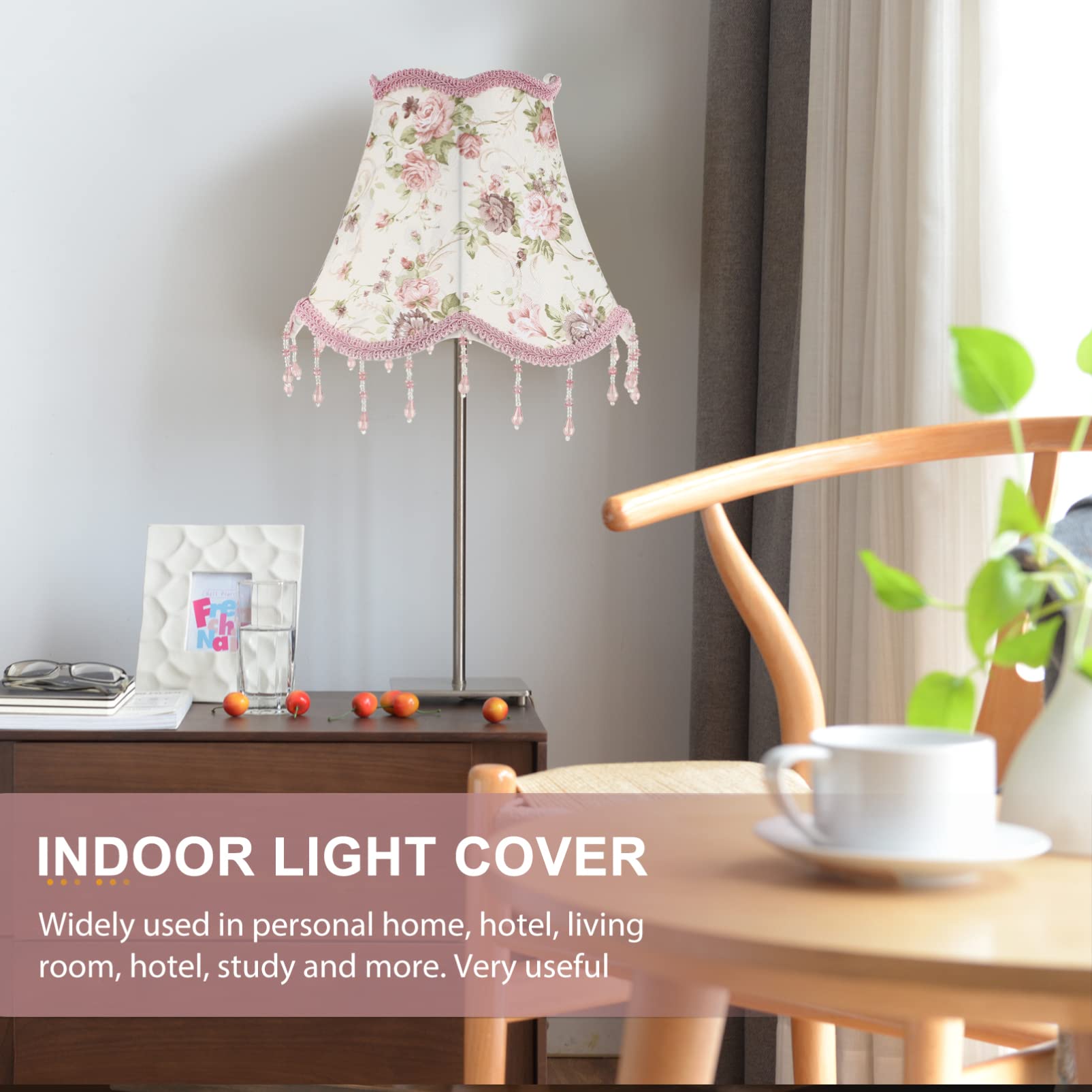 LALAFINA European Style Lampshade Victorian Lamp Shade E27 Base Floral Retro Fringe Beads Lamp Cover for Floor Lamp Wall Lamp Ta