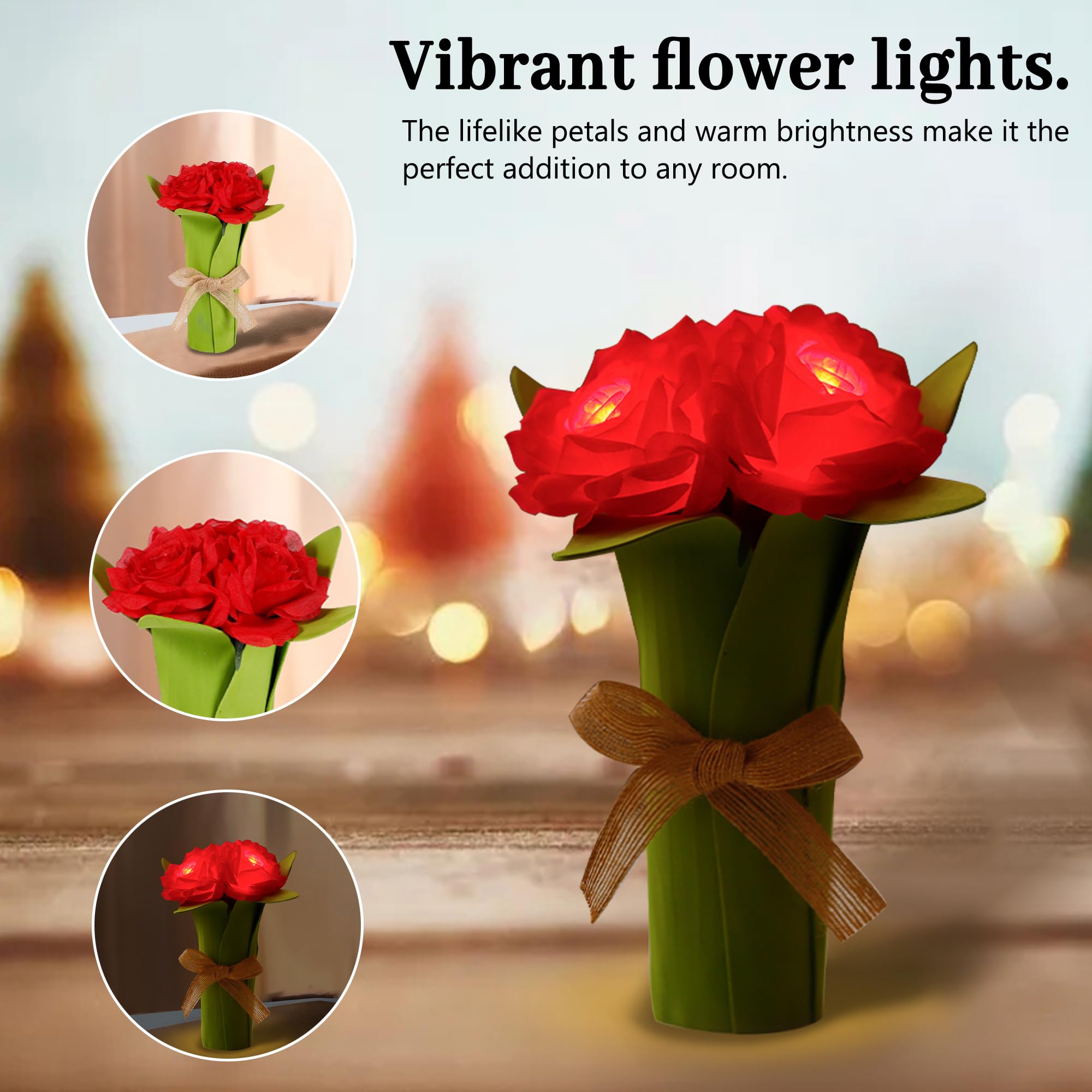 Hibeauti Red Rose Led Lamp For Womens Gifts, Mothers Day Gifts For Mom Women Wife Friends Her Christmas Anniversary Birthday Gif