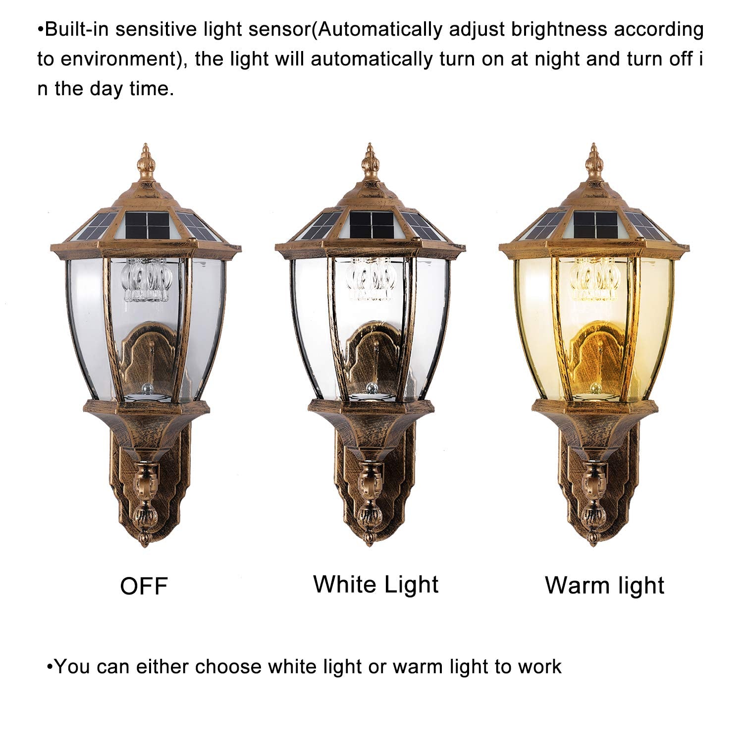 Lovefindahome Solar Wall Lamp With Light Sensor, Waterproof Outdoor Led Hexagonal Light Fixture For Garage, Front Porch, Fence,