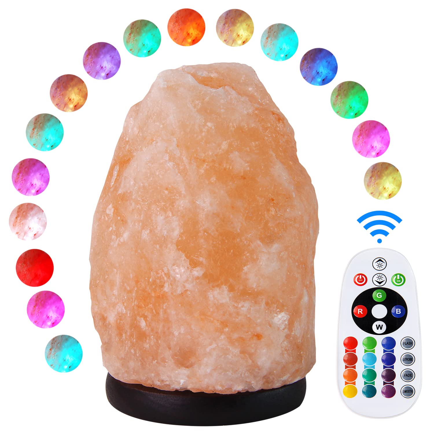pursalt Himalayan Salt Lamp with Remote Control, 16 Color Changing, 7 Inches, Pink, Natural Crystal, USB Powered