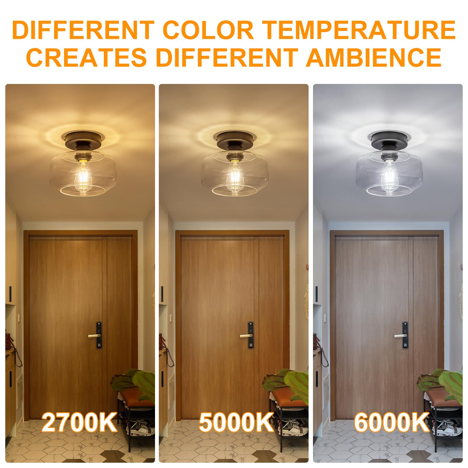 Tbaoinla Simple And Elegant Semi Flush Mount Ceiling Light Clear Glass Black Metal Base Includes 900 Lumen Led Light Bulb Black