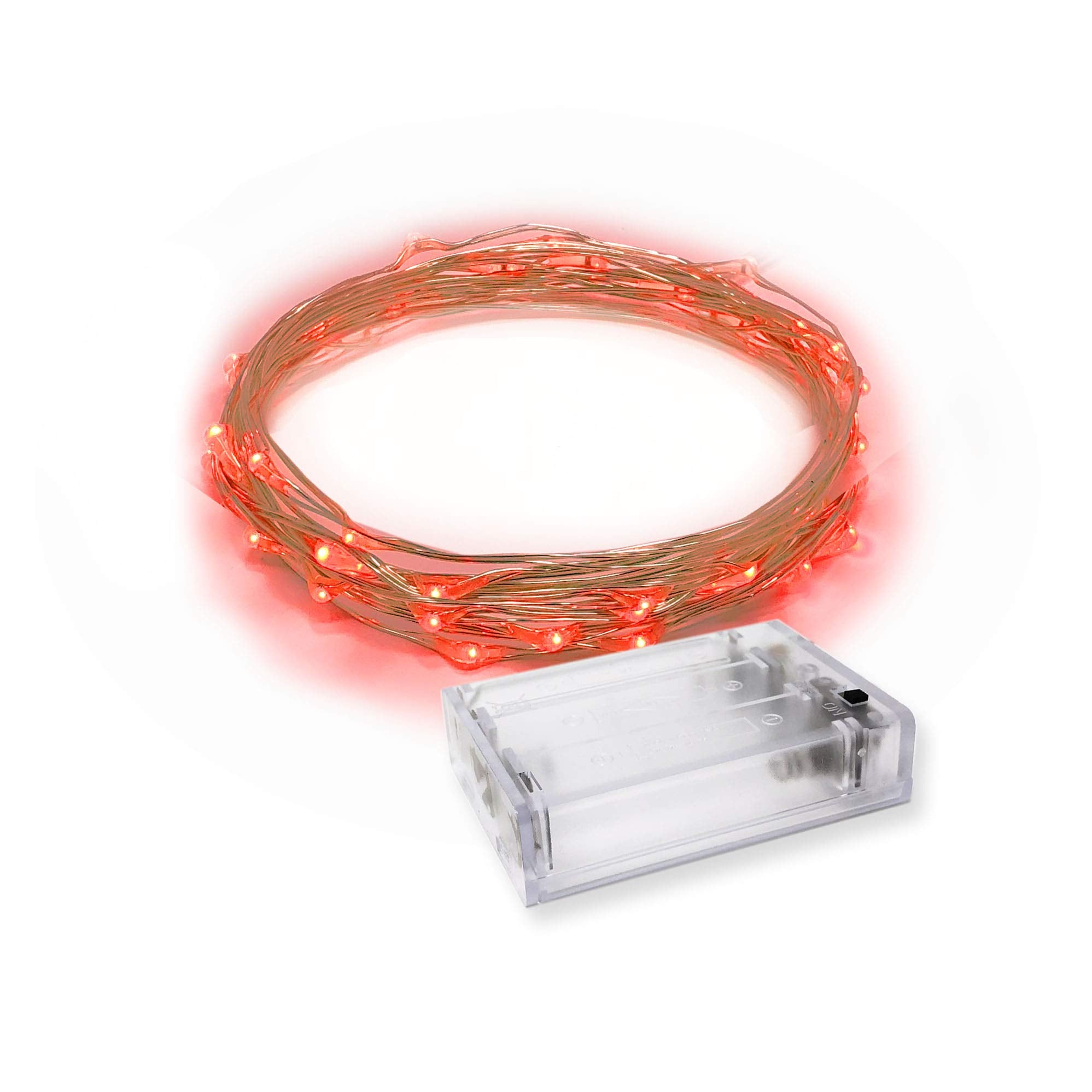 RTGS 30 LEDs Red Color String Lights Silver Wire Indoor and Outdoor 9.5 Feet Firefly Starry Fairy Lights Battery Powered for DIY, Christmas, Holidays, Party, Bedroom and Centerpieces