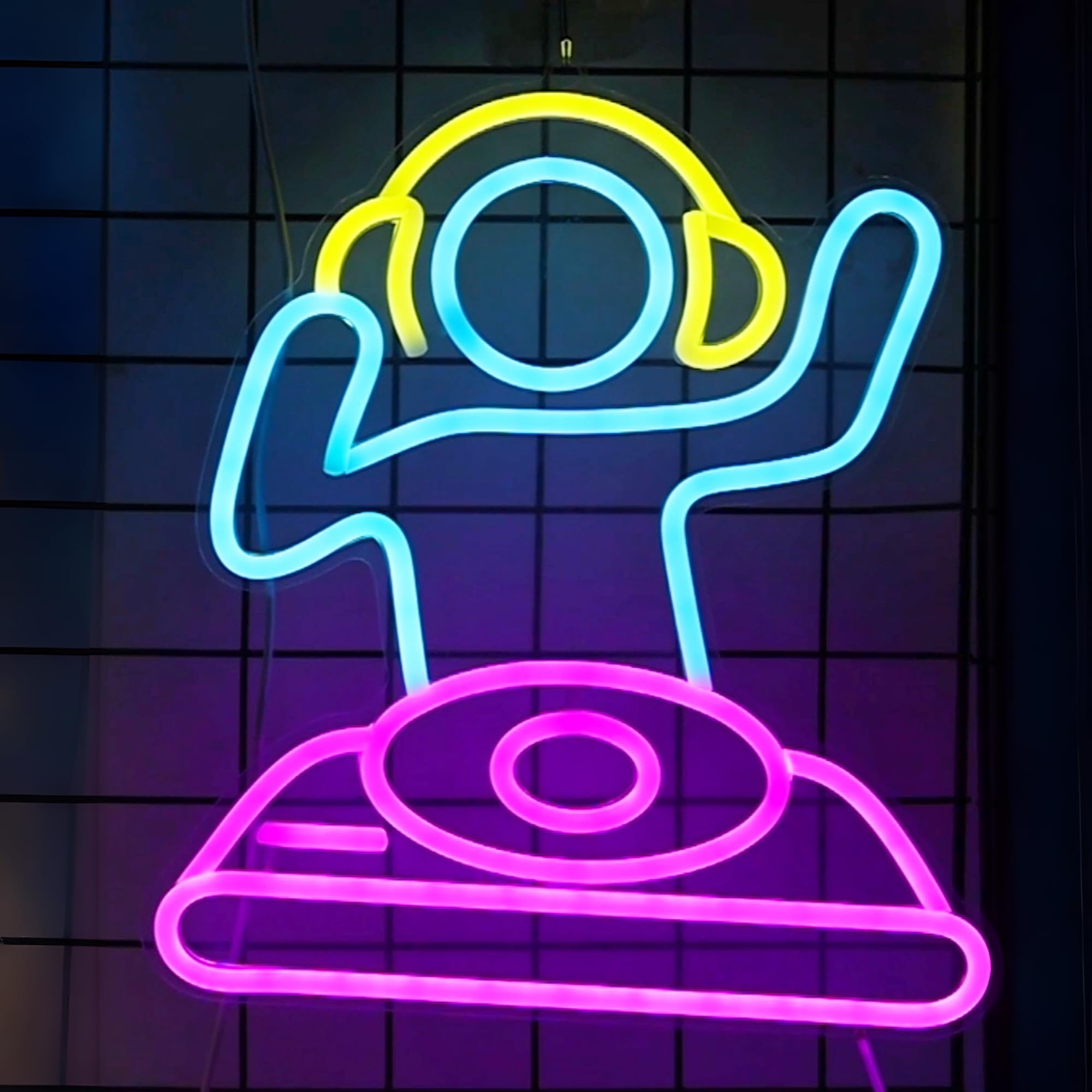 Anywin DJ Player Neon Sign - USB LED Wall Decor Light, Dimmable, 35 cm x 2 cm, Ideal for Bar, Bedroom, Gaming Room, Men Cave